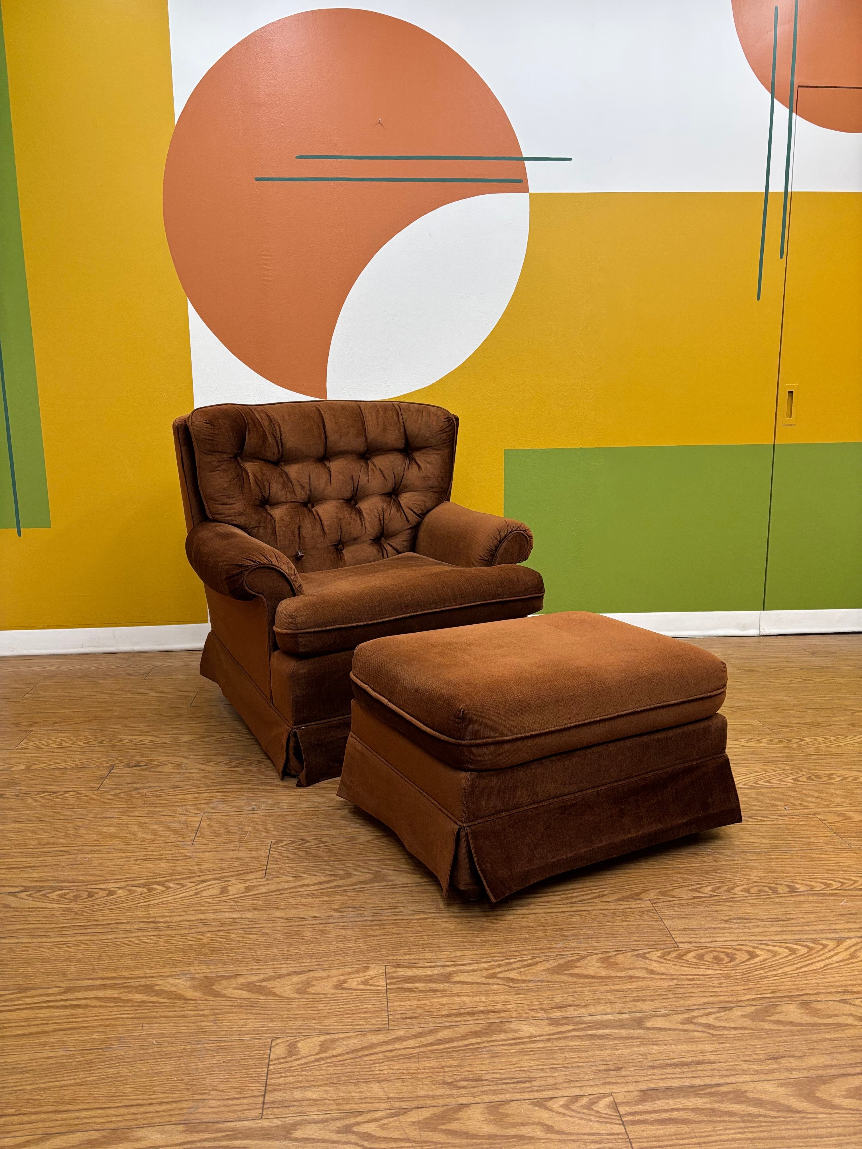 Brown Armchair & Ottoman