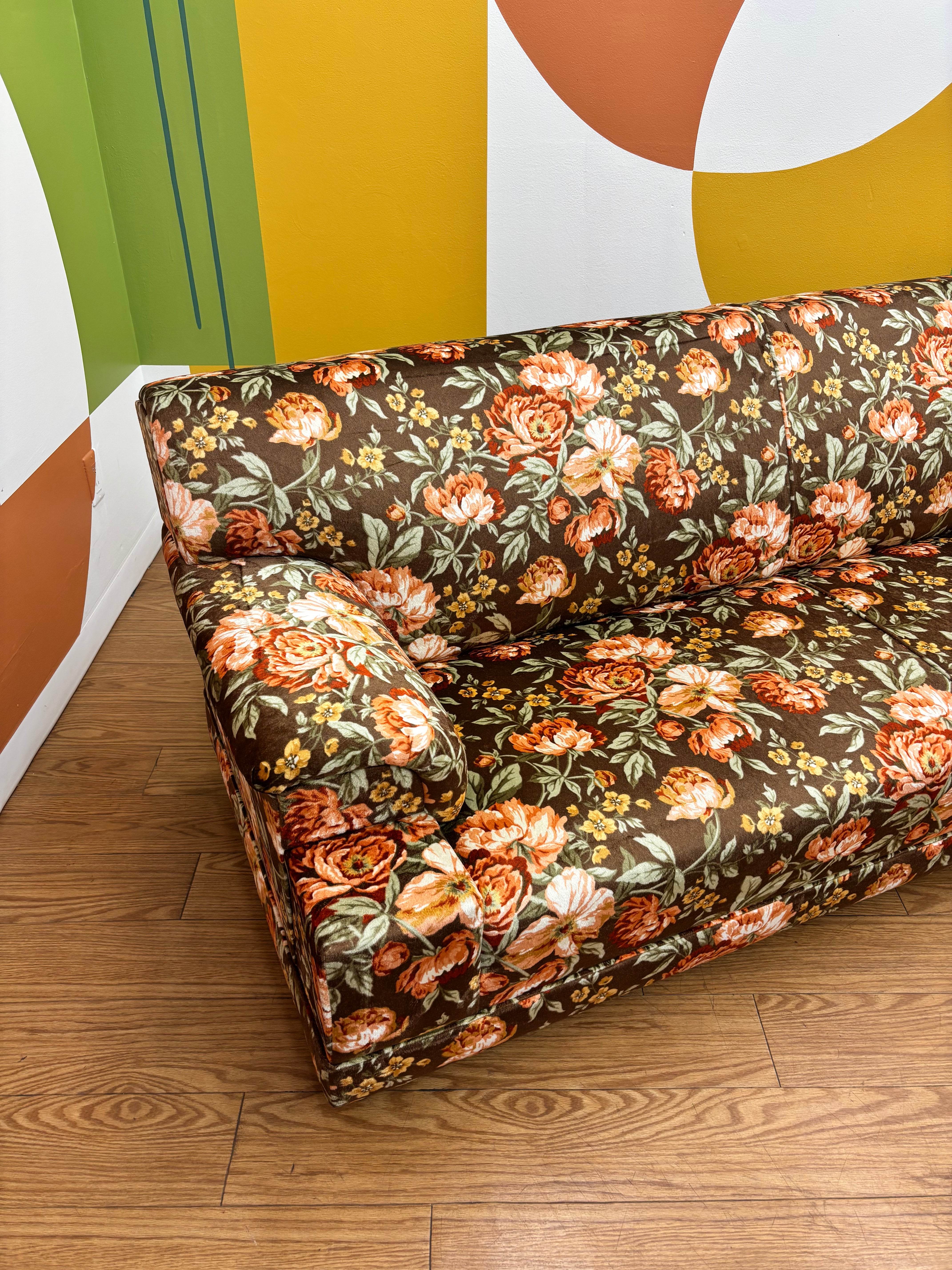 Brown Floral Sofa