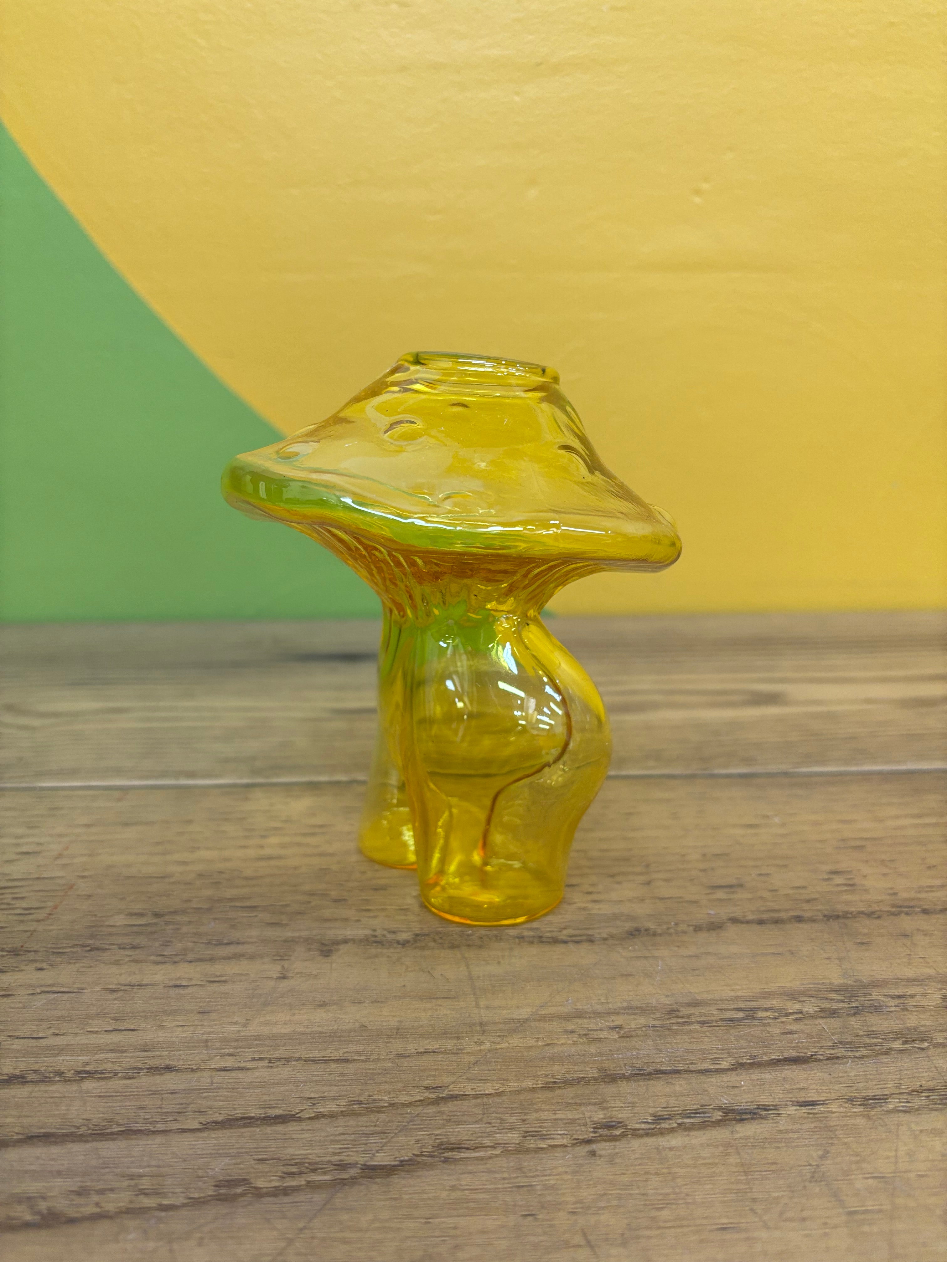 Yellow Glass Mushroom Vase