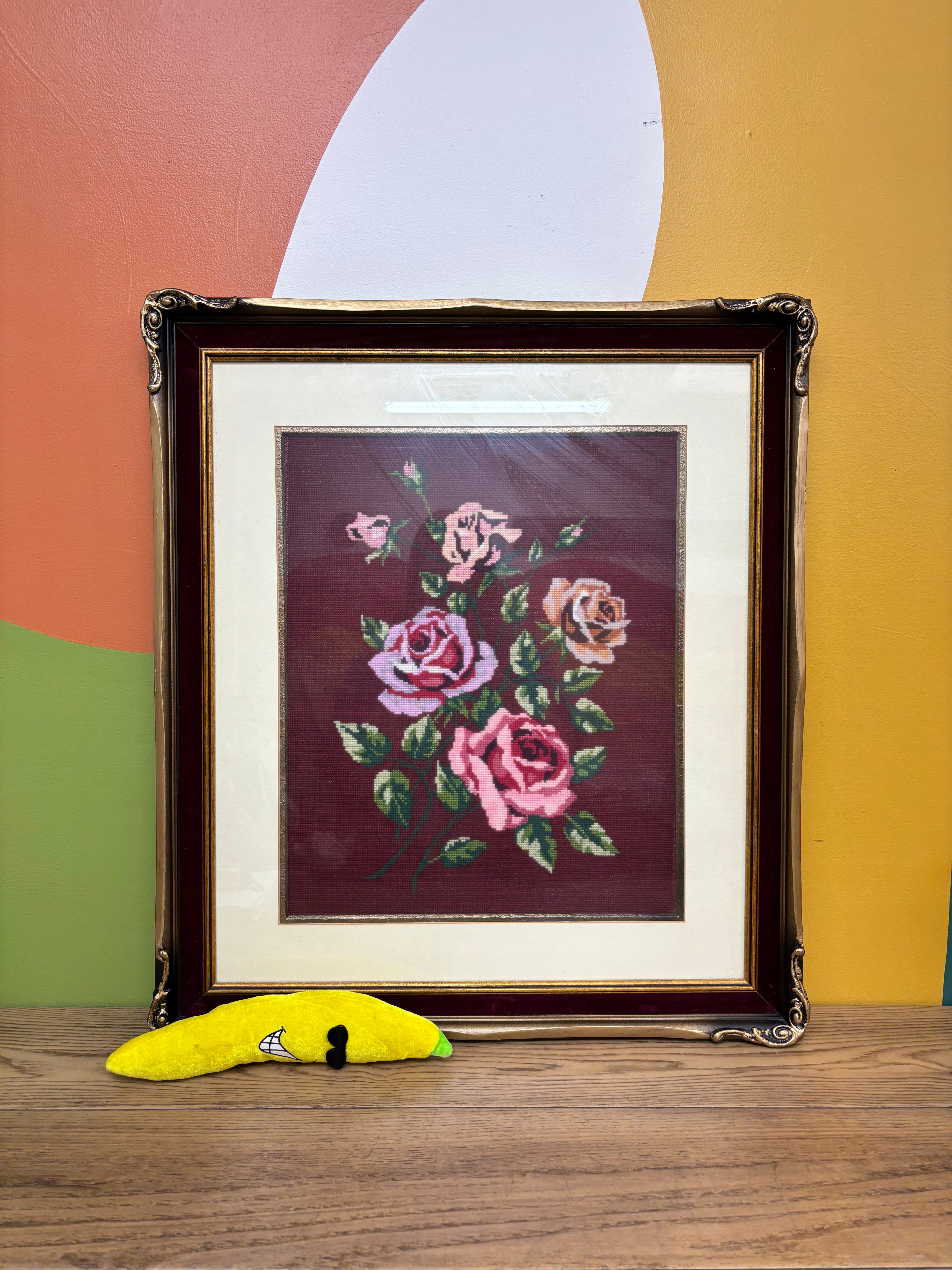 Framed Floral Needlepoint