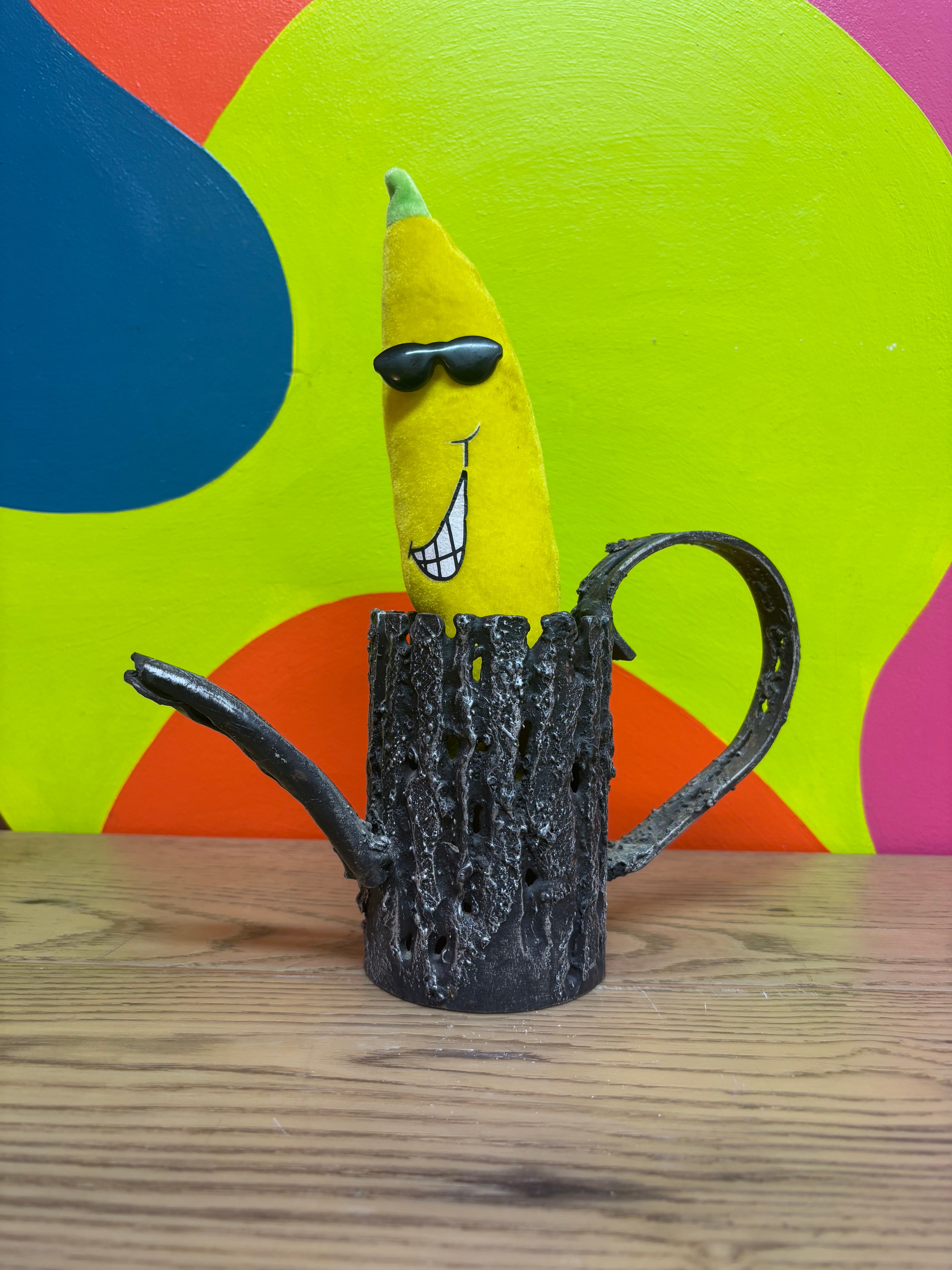 Metal Watering Can Tree Trunk Candle Holder