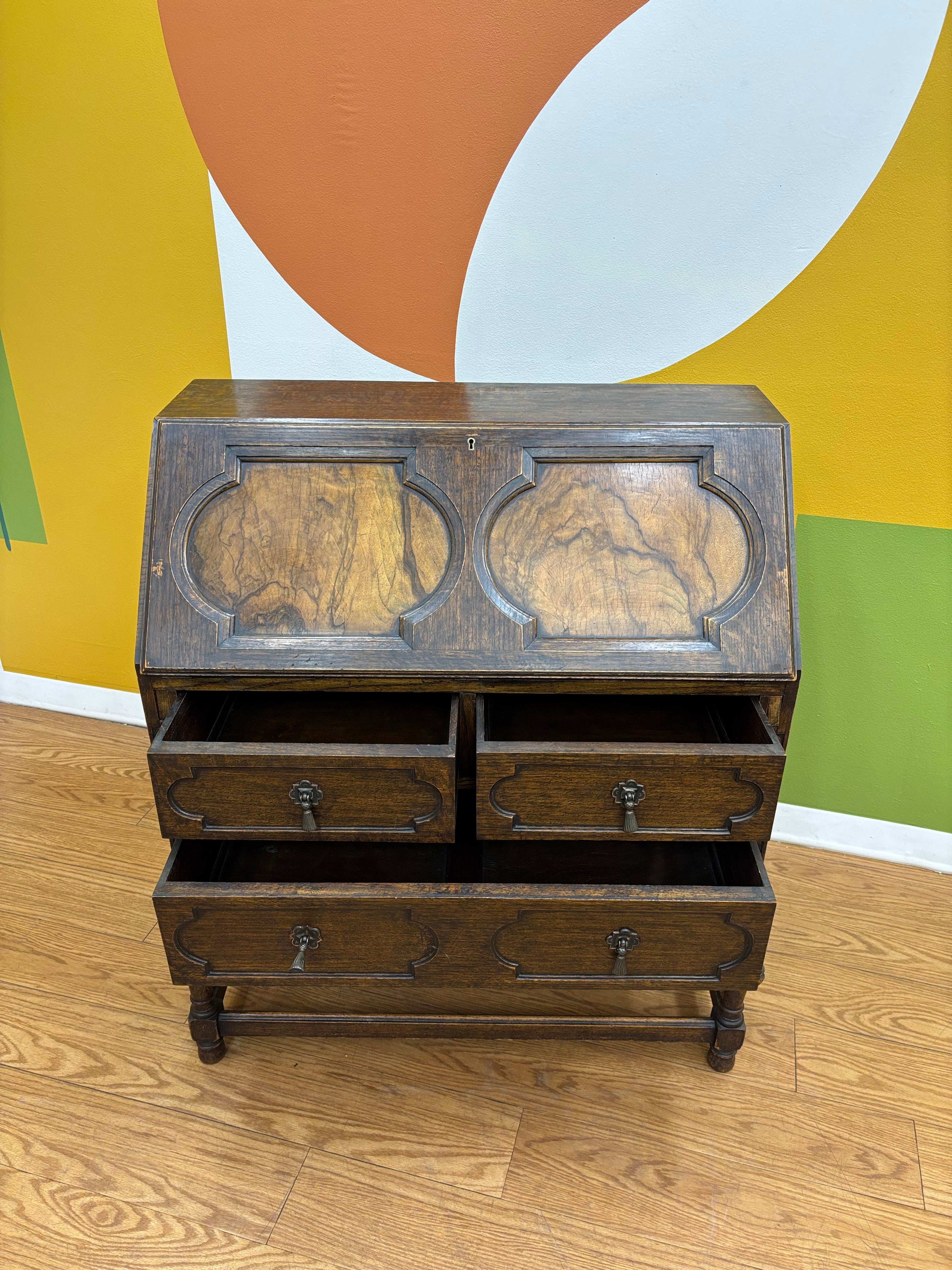 Wood Secretary Desk with Drawers