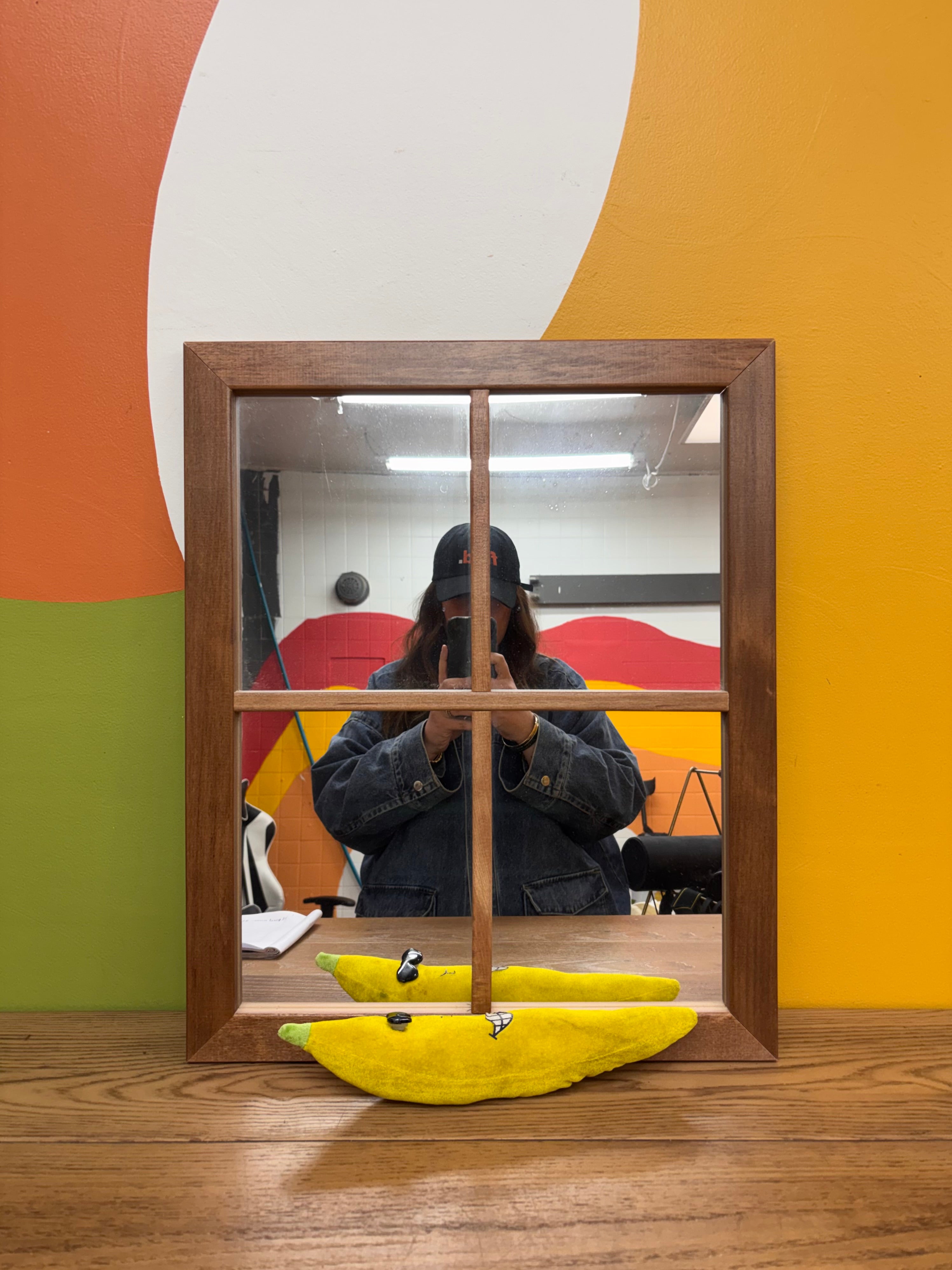 Four Pane Wood Mirror