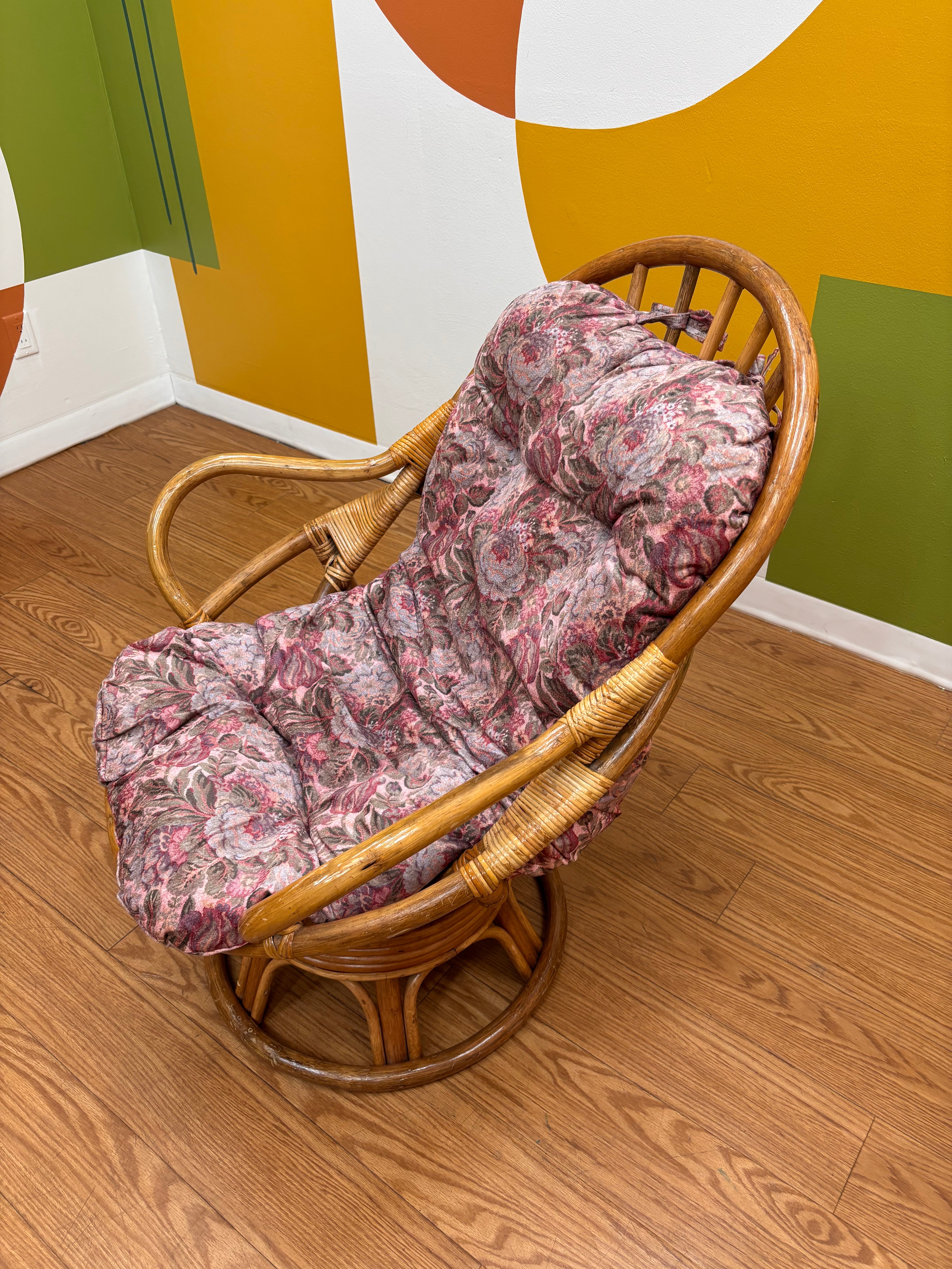 Rattan Swivel Rocking Chair and Ottoman