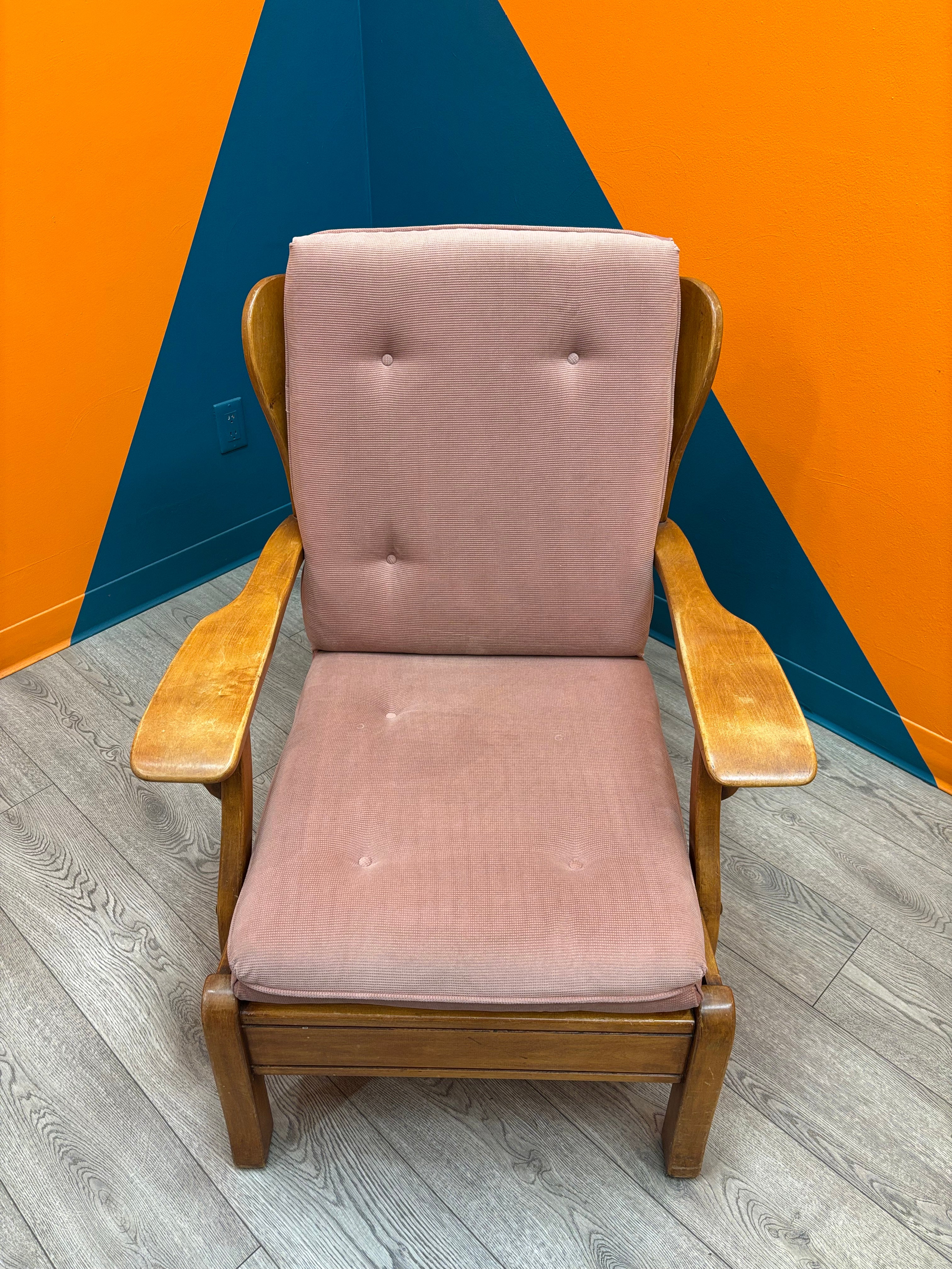 Dusty Rose Wood & Fabric Armchair