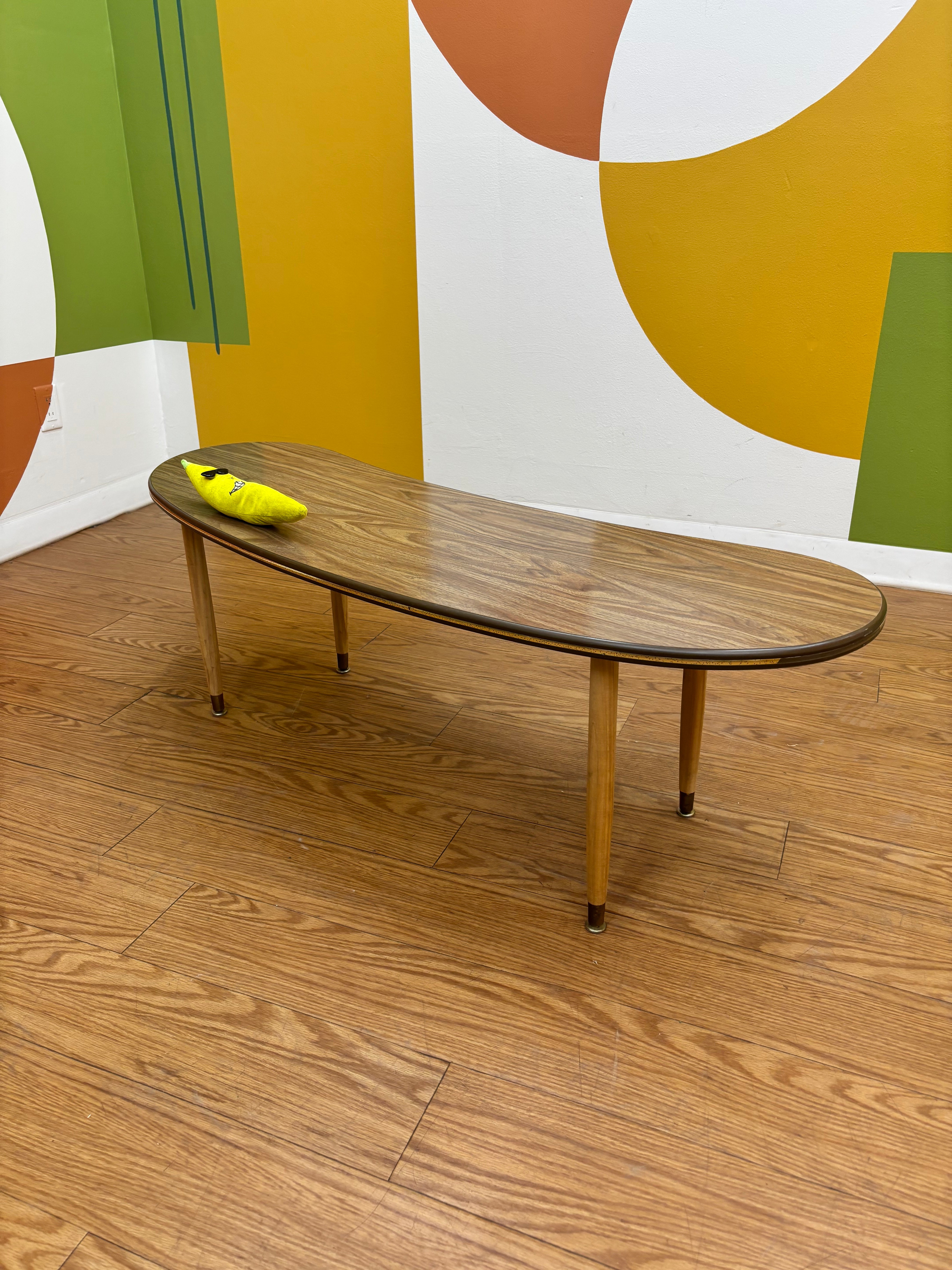 Wood Kidney-Shaped Coffee Table