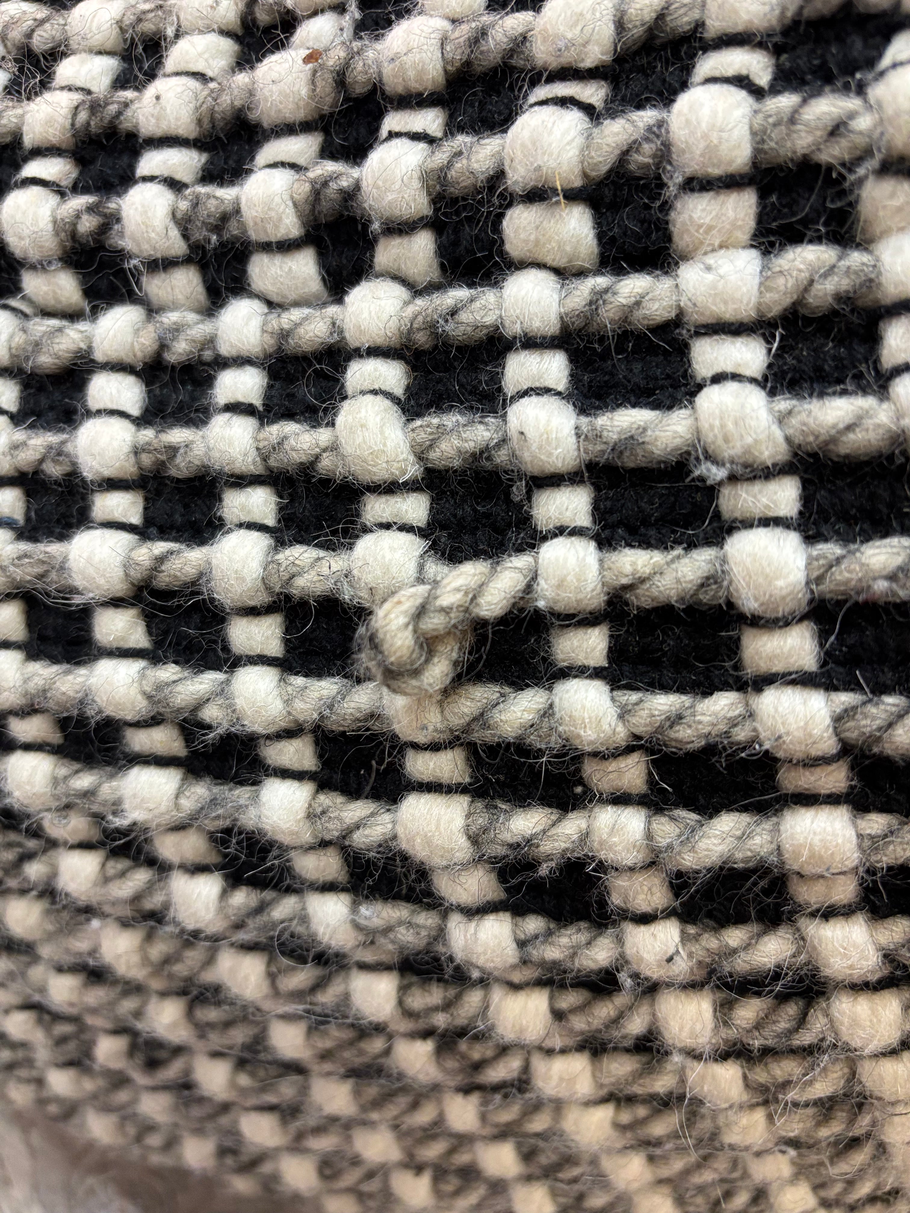 Square Black and White Pouf