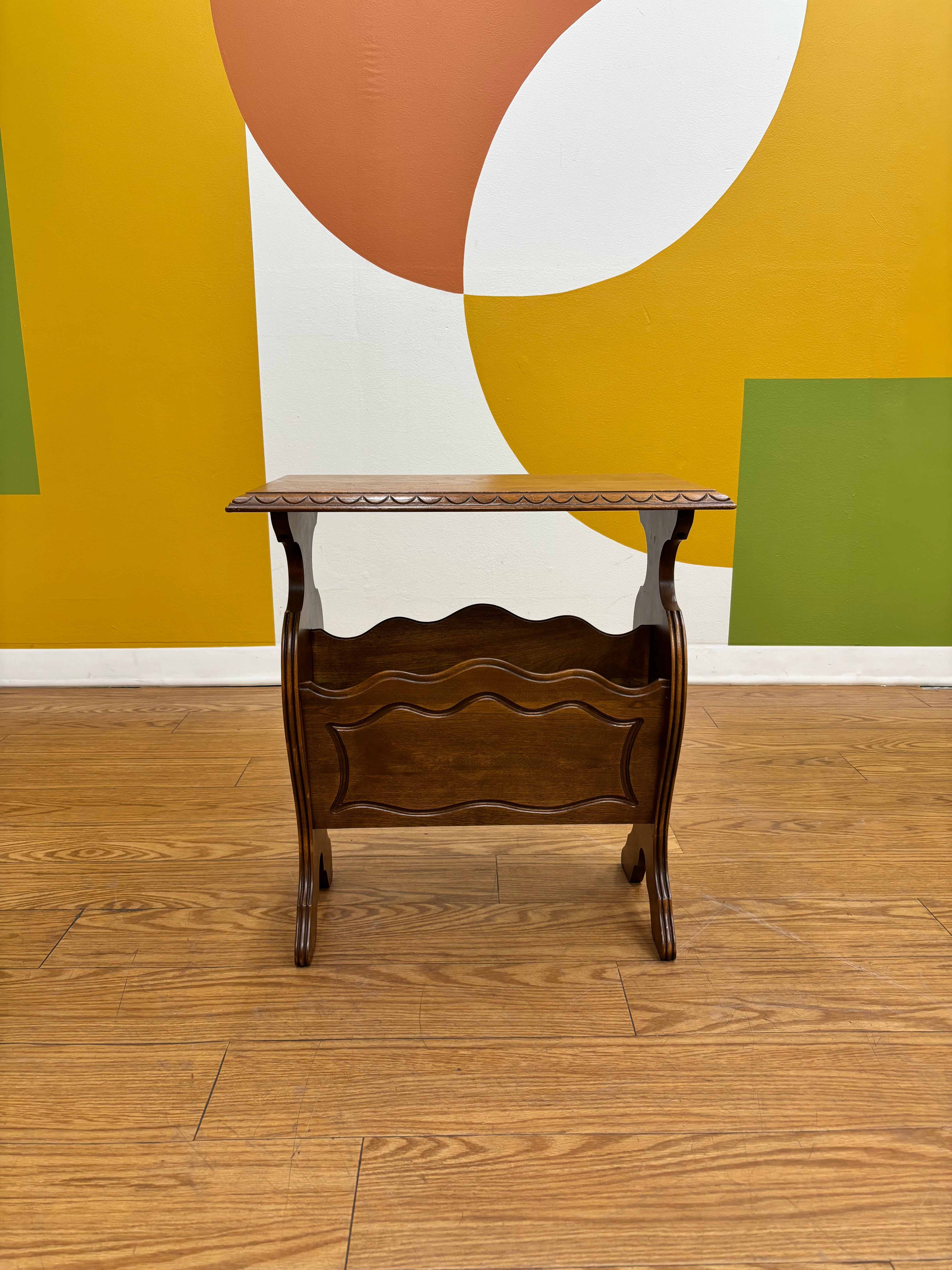 Wood Side Table with Magazine Storage