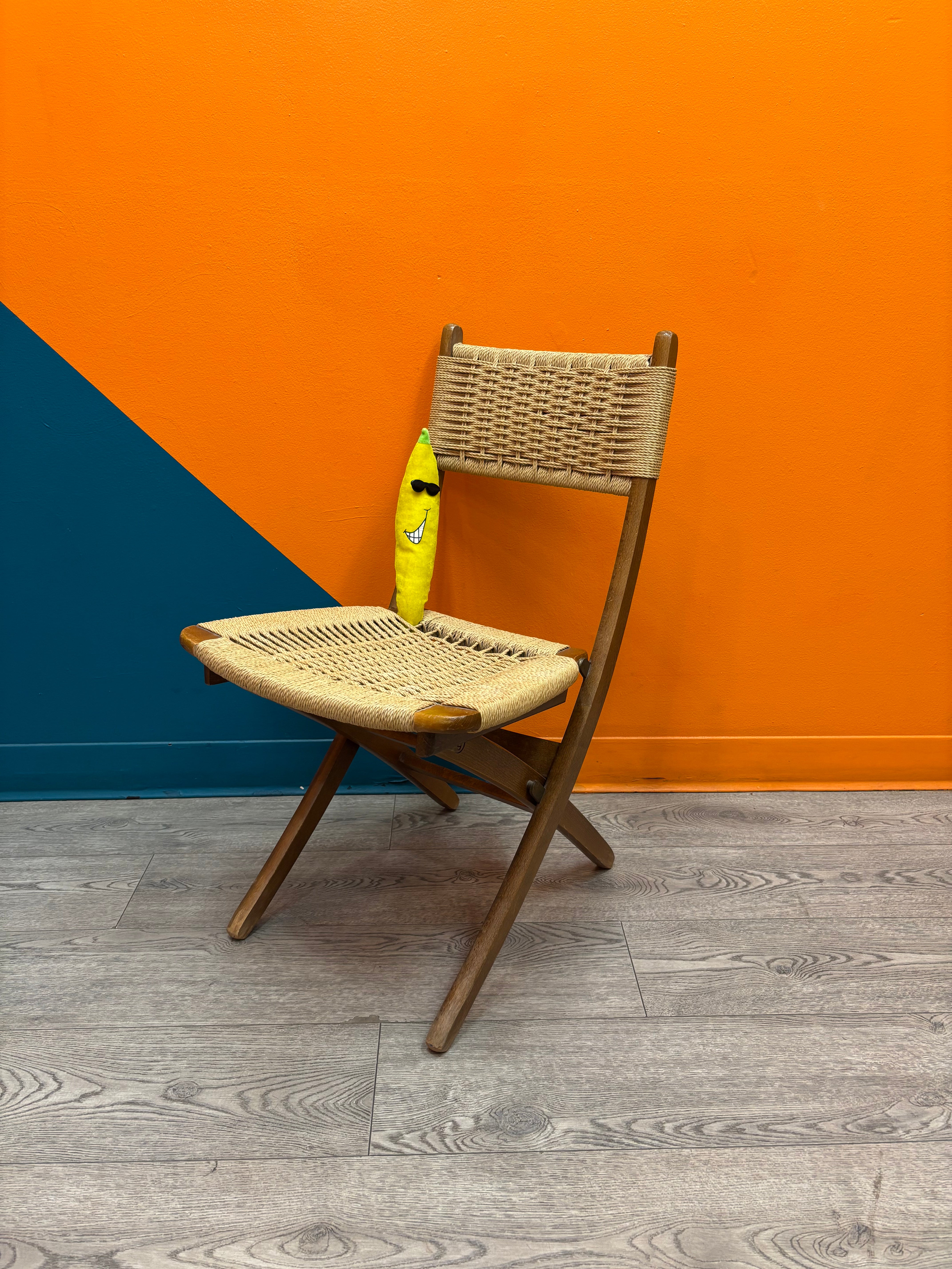 Folding Rope and Wood Chair