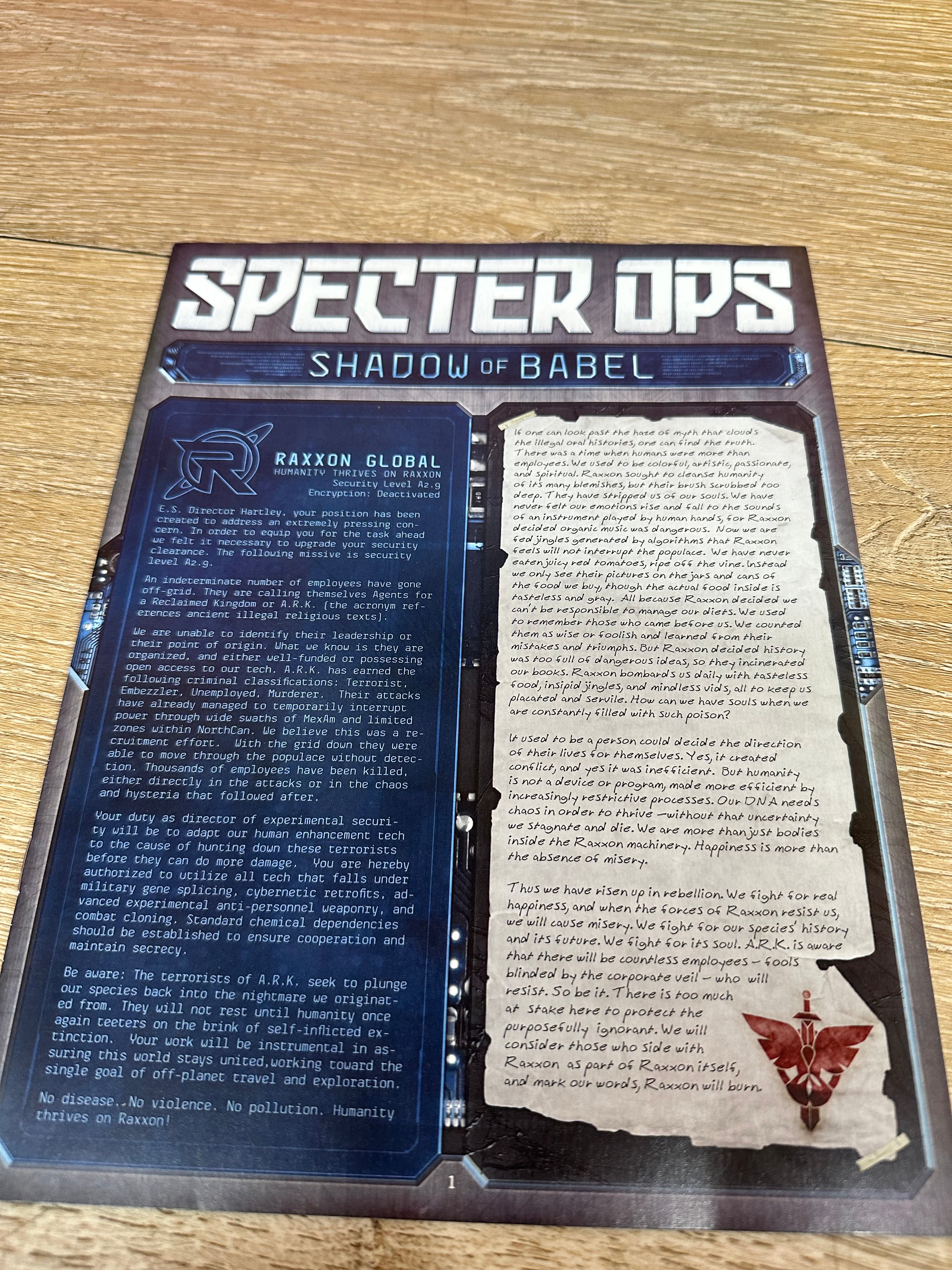 Specter Ops Board Game