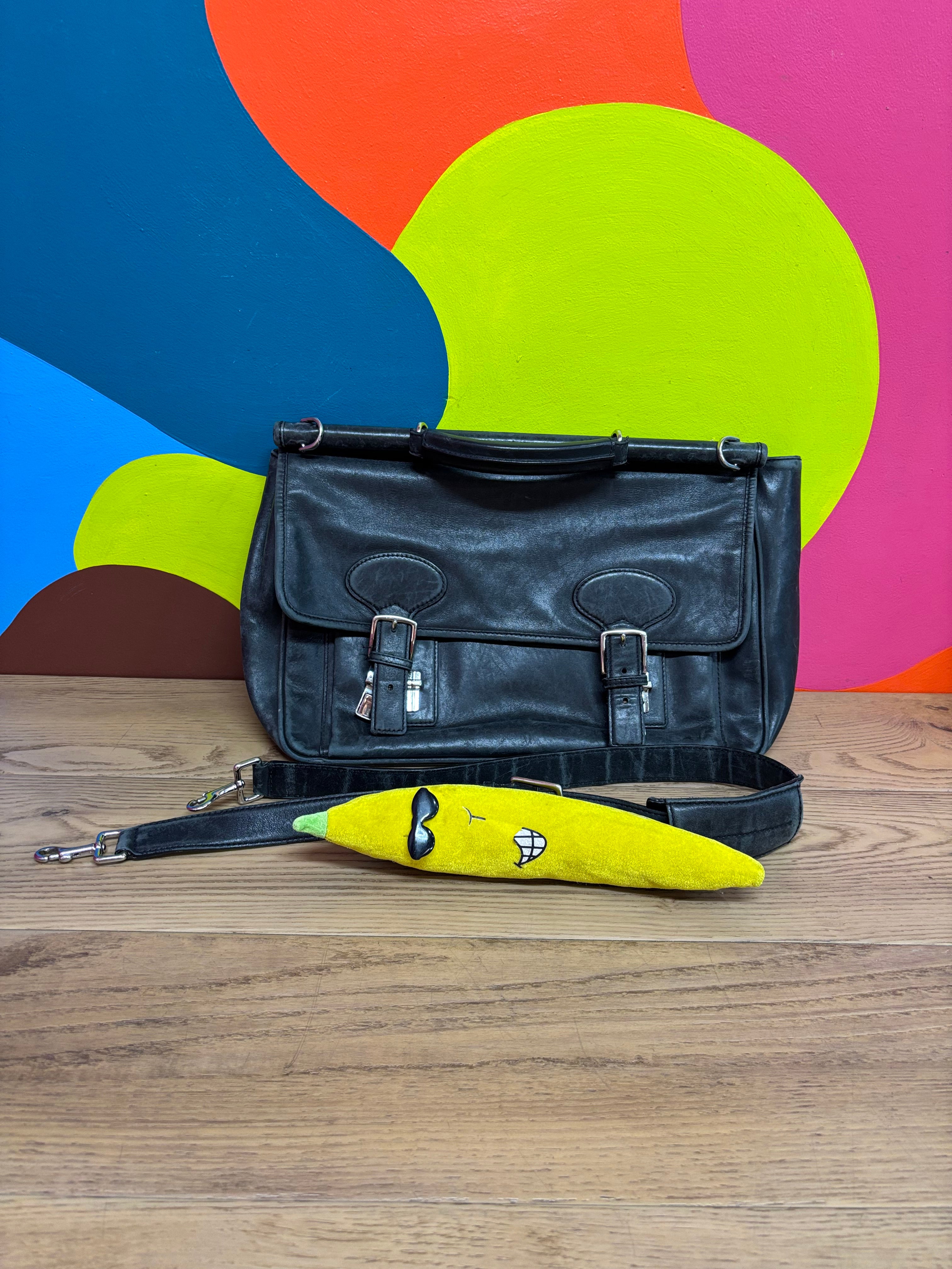 Black Leather Briefcase Shoulder Bag