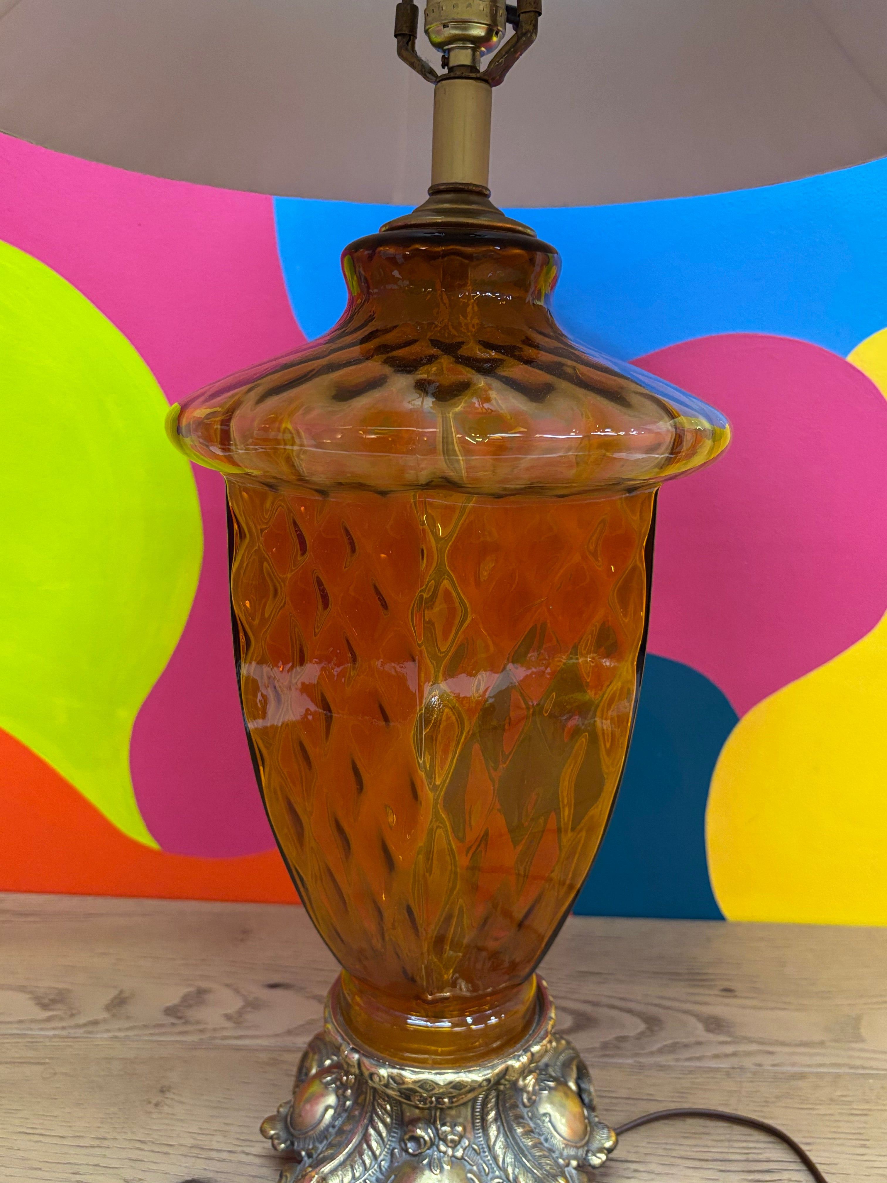 Amber Glass Table Lamp