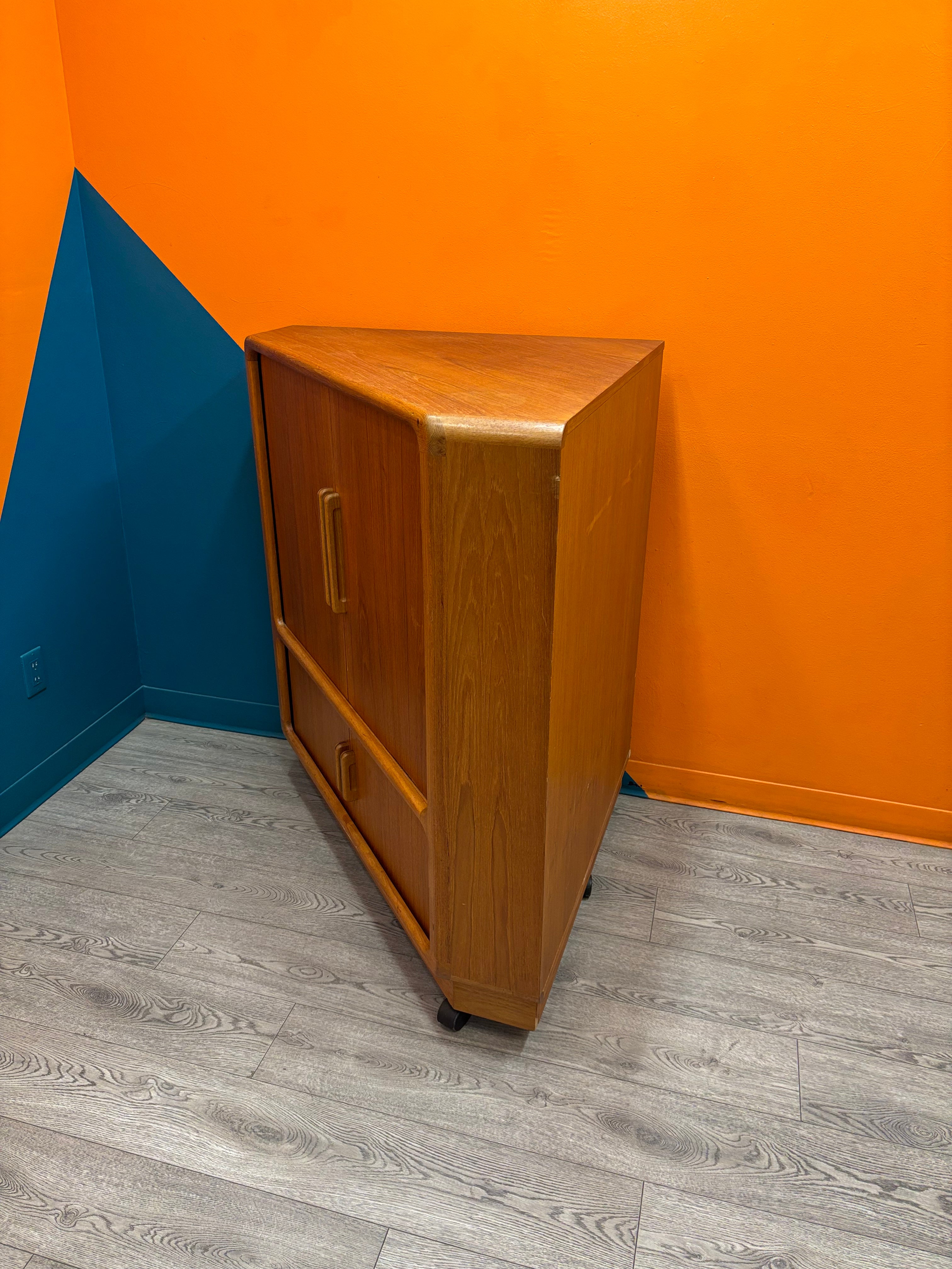 Rolling Wood Corner TV Cabinet