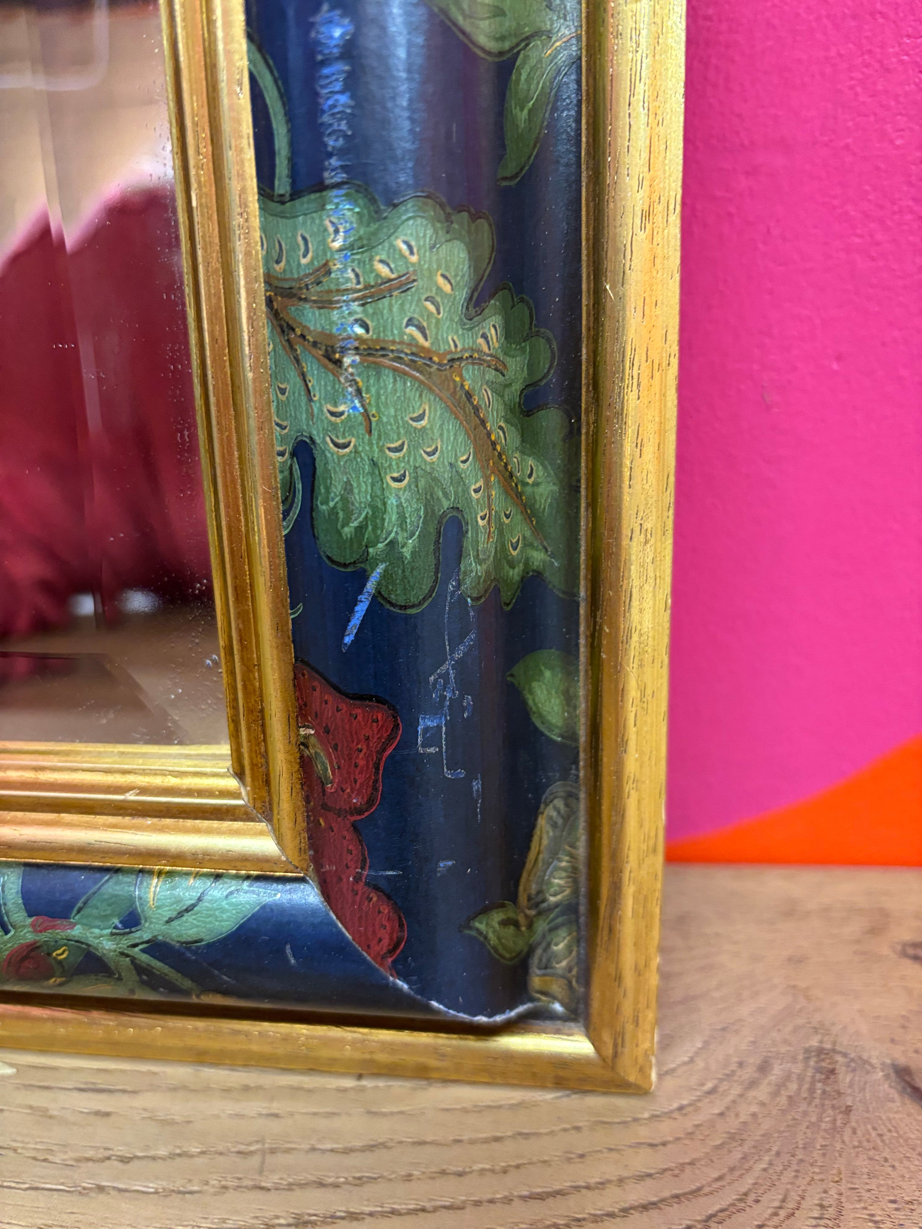 Navy Floral Framed Mirror