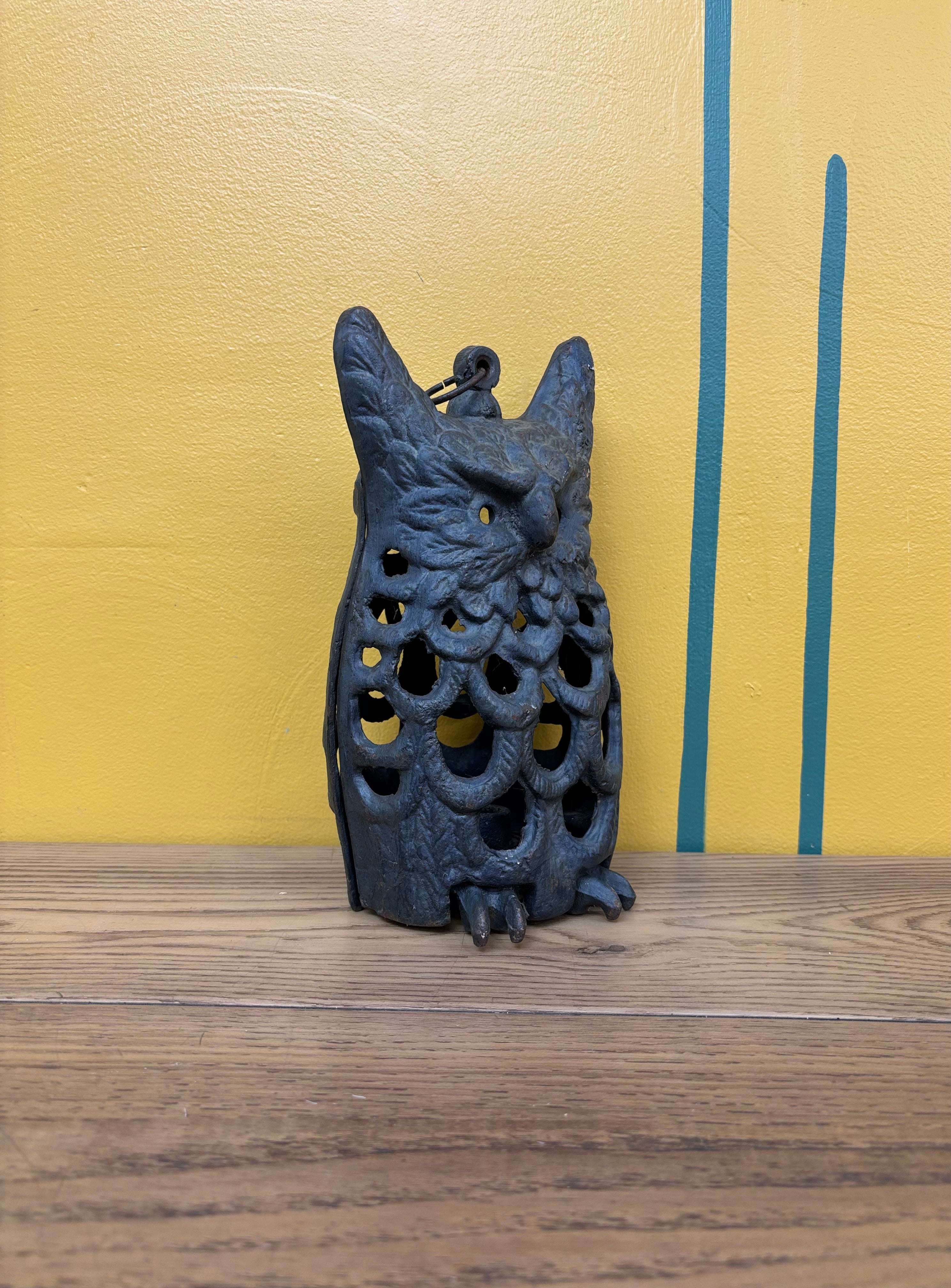 Cast Iron Owl Lantern Candle Holder