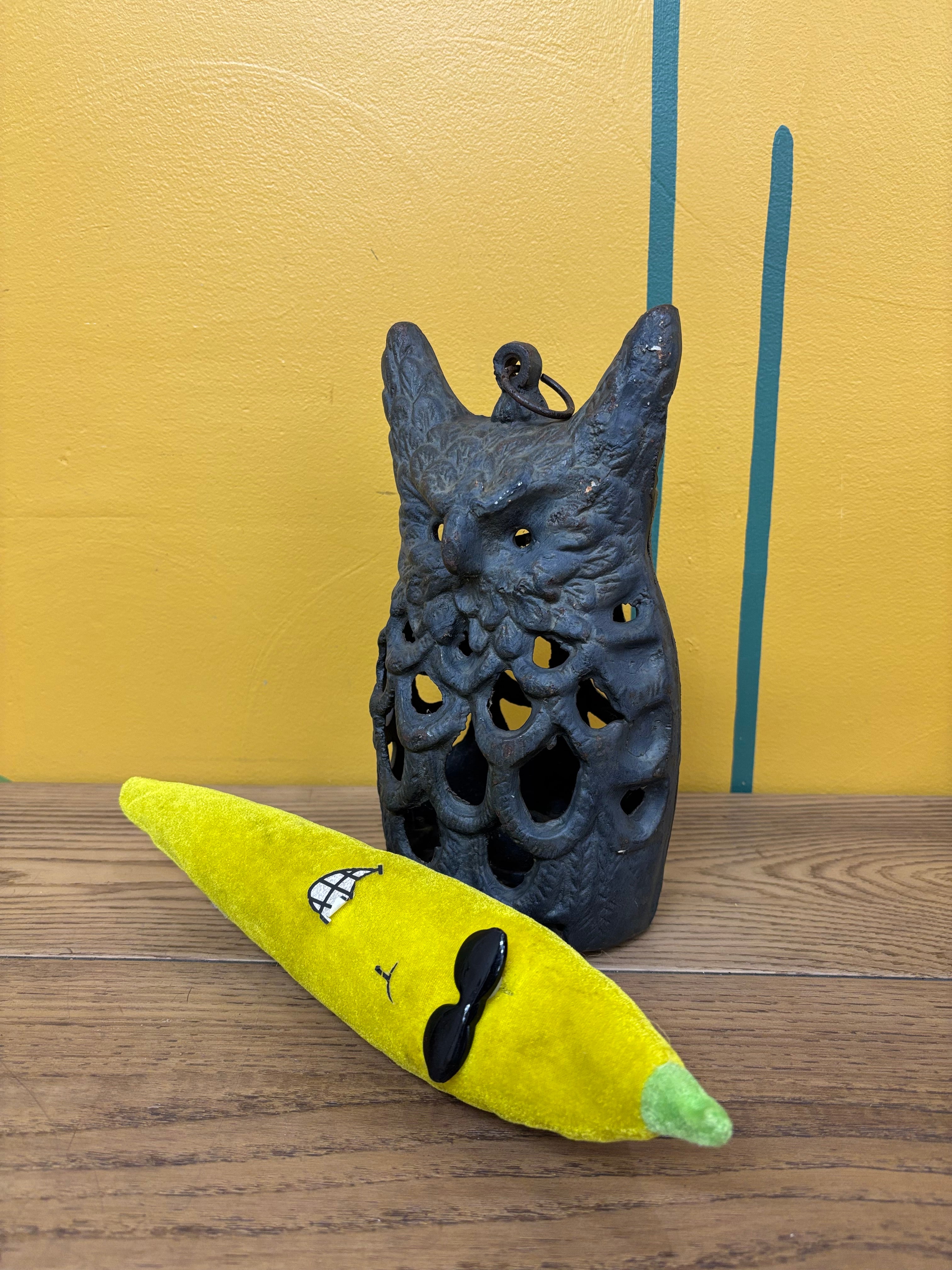 Cast Iron Owl Lantern Candle Holder