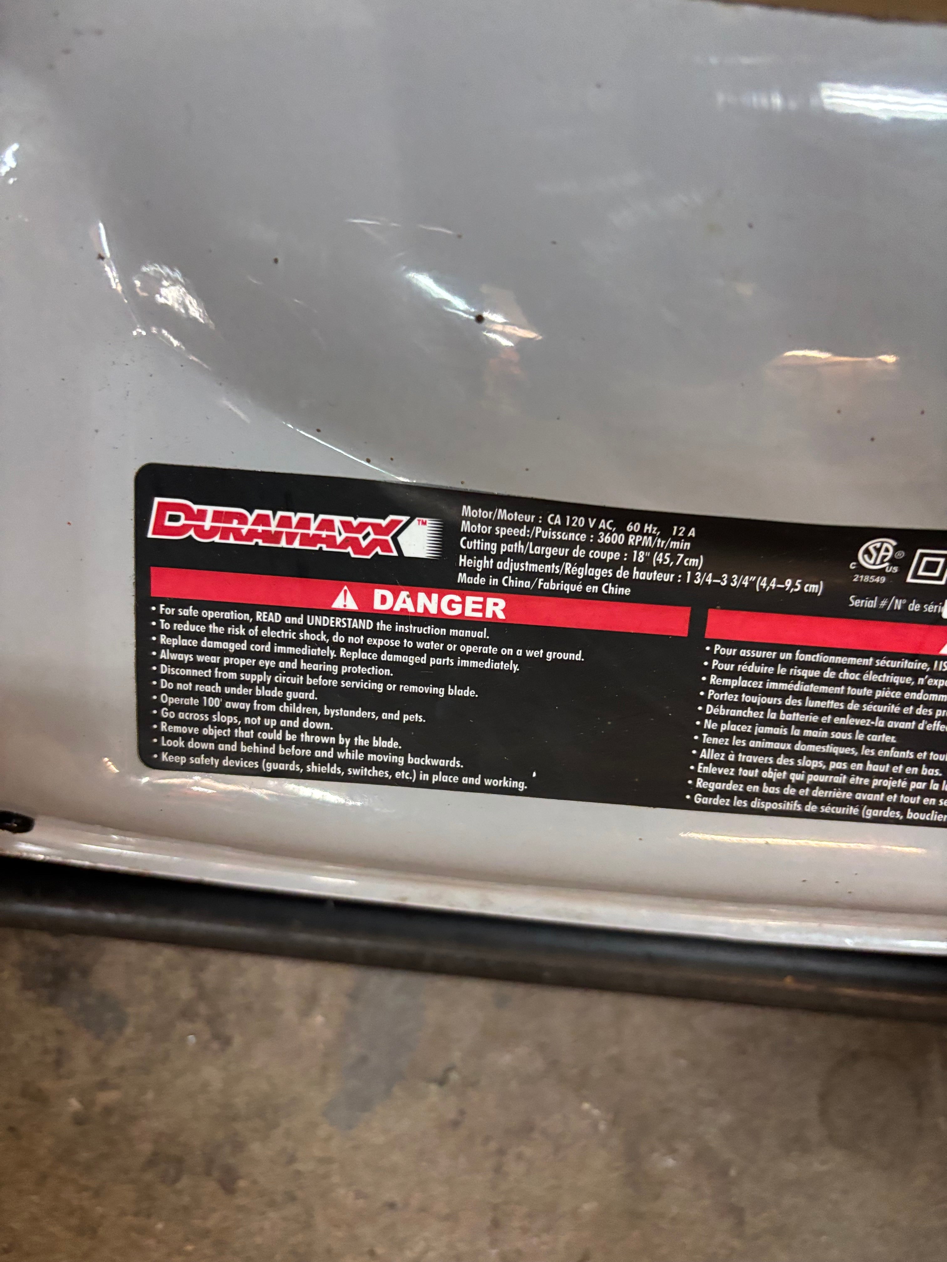 Duramax 18" Electric Mower