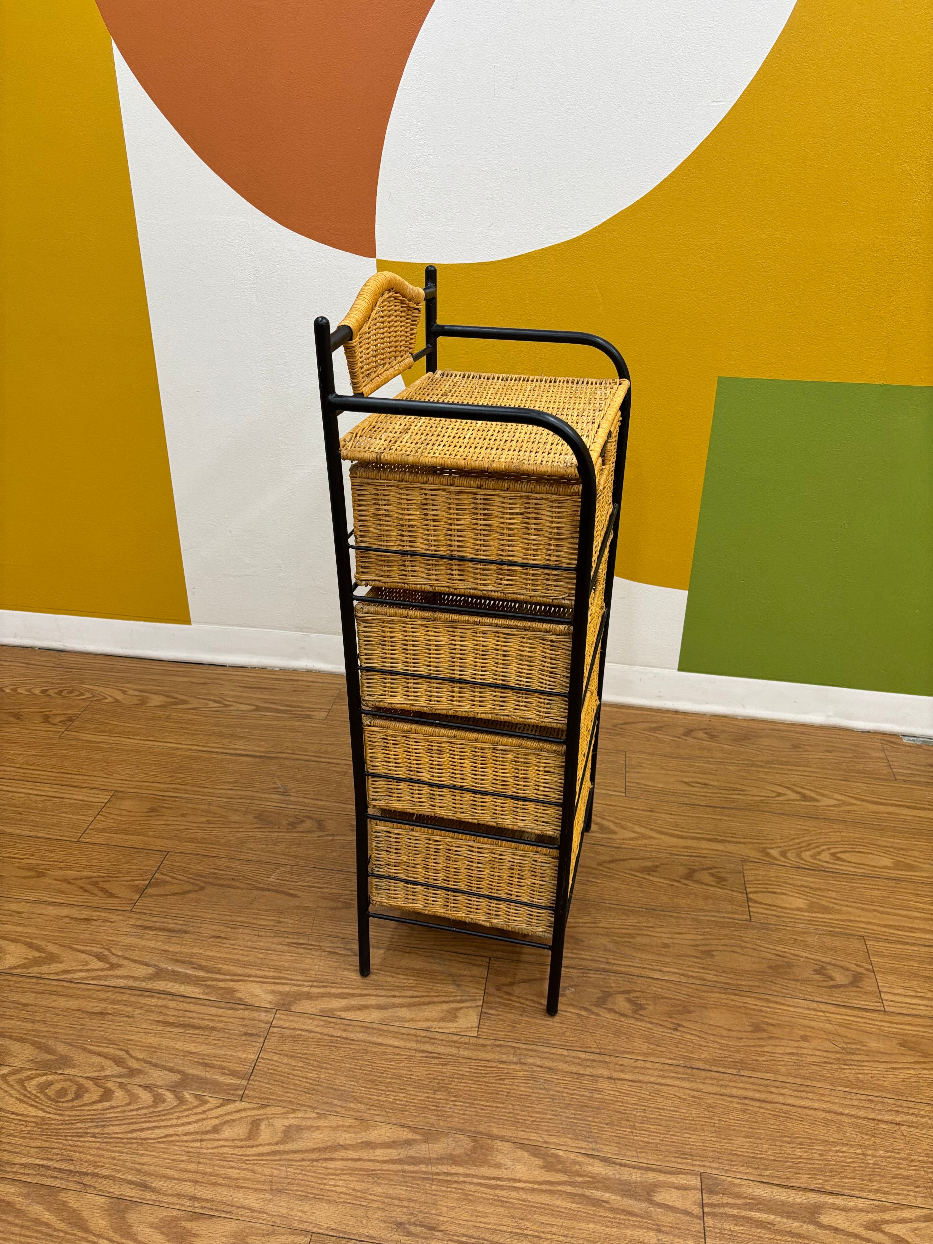 4 Drawer Wicker Storage Tower