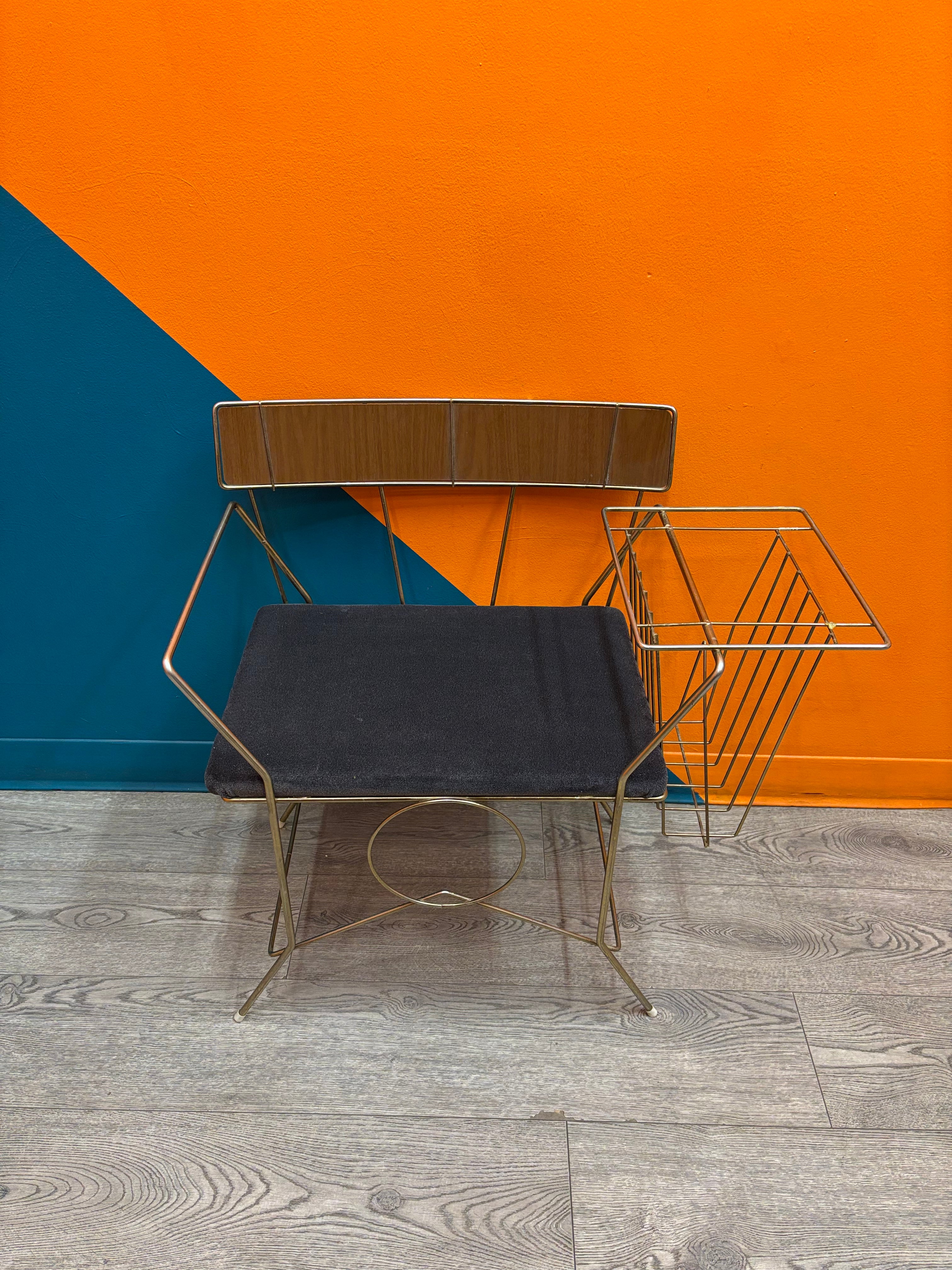 Metal Gossip Bench with Magazine Rack