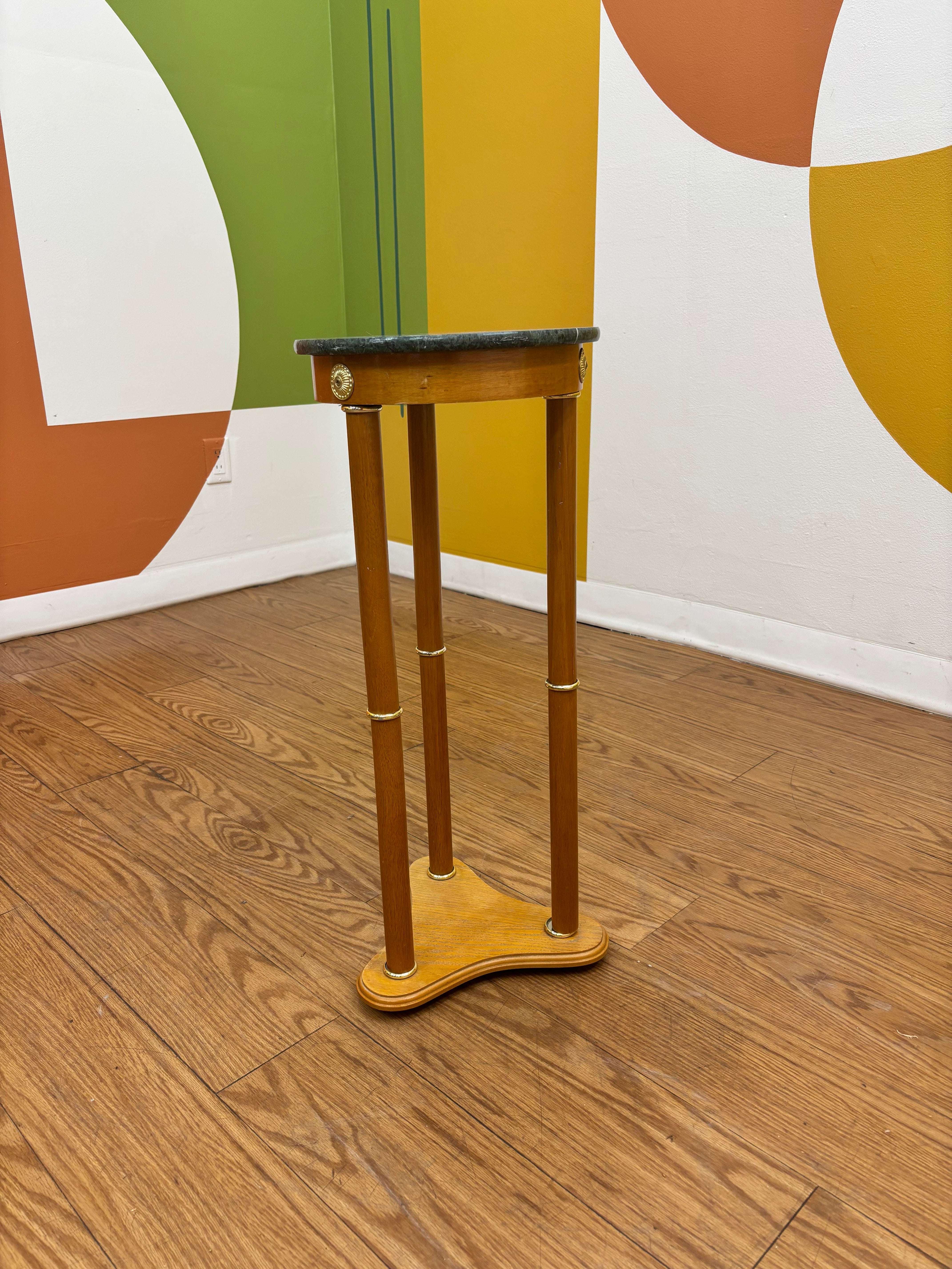 Wood Side Table with Marble Top