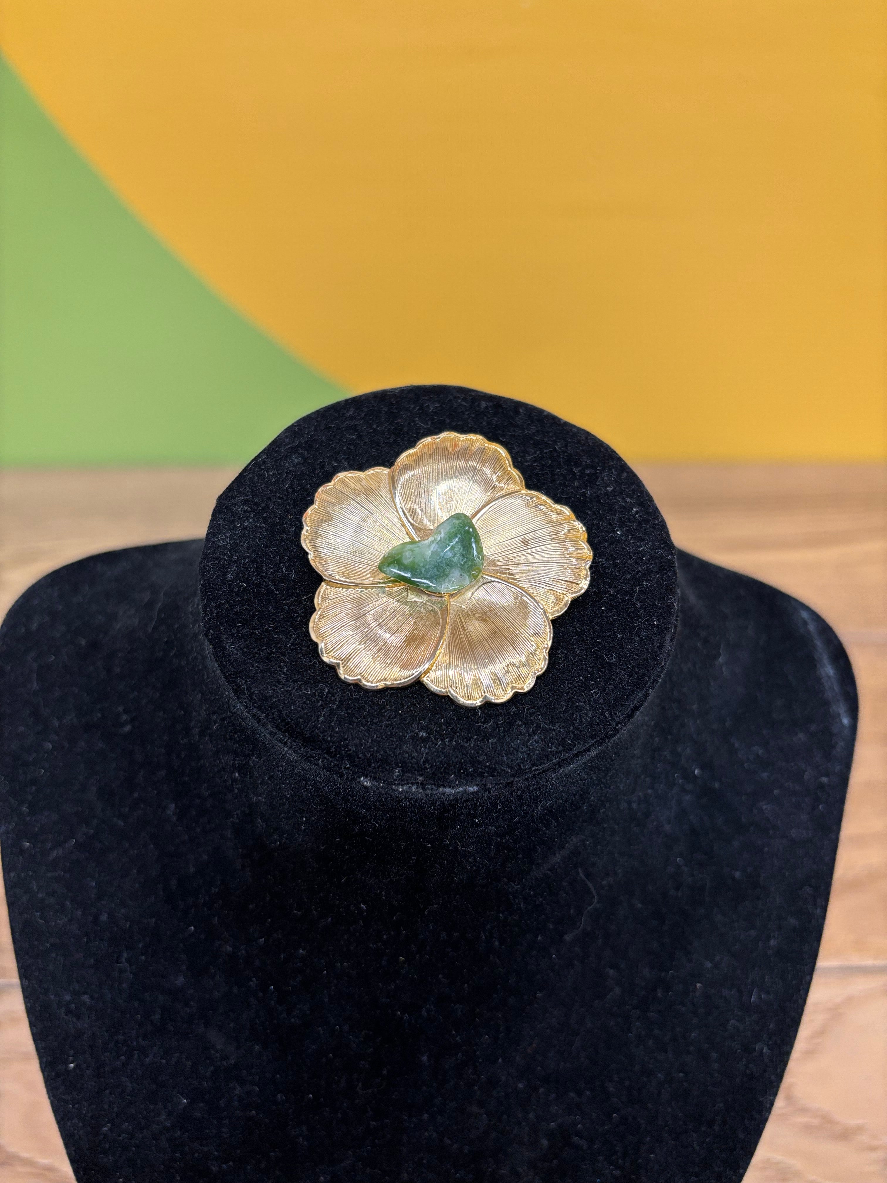 Gold Tone Flower Brooch