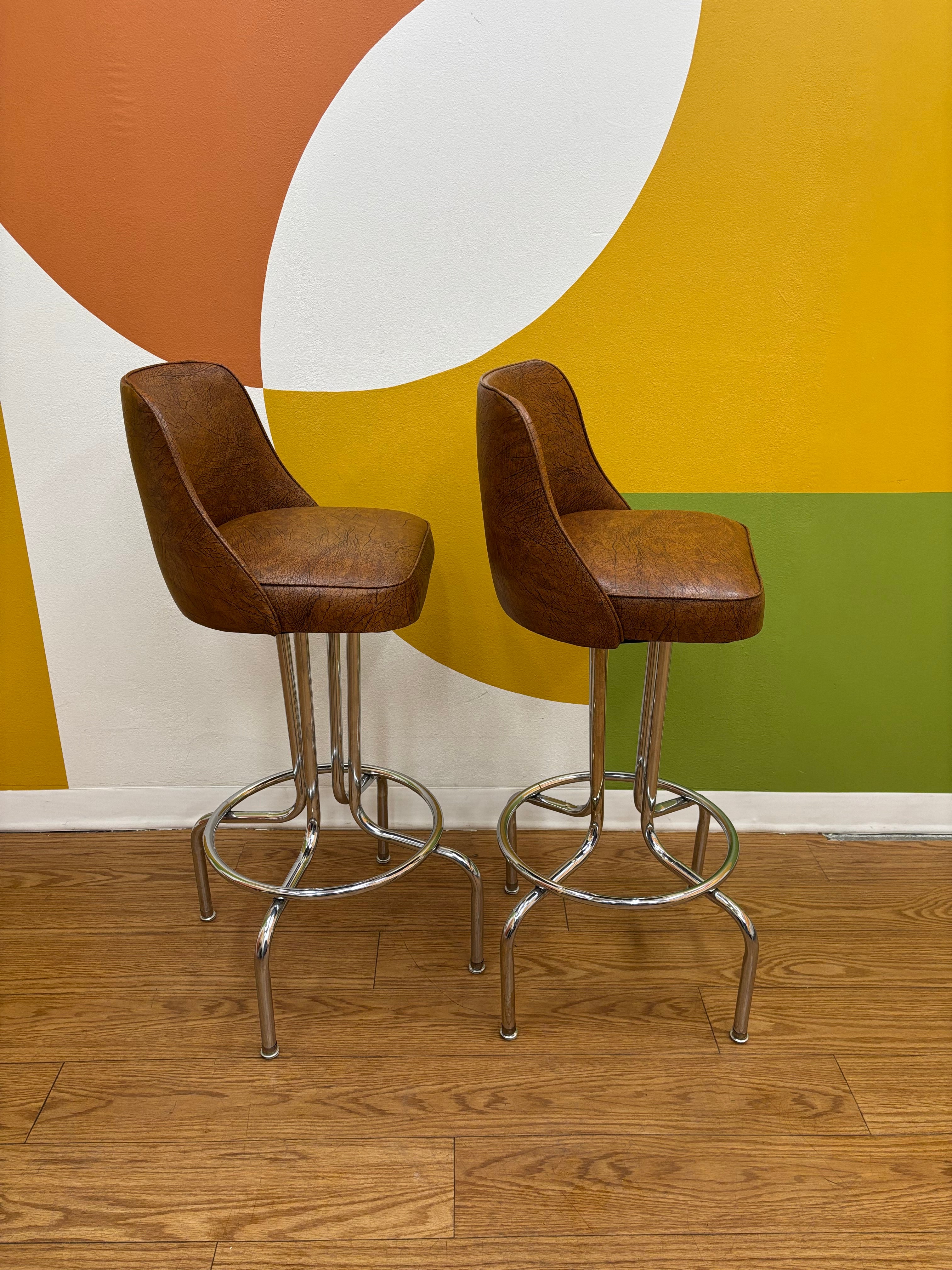 (2) Brown Barstools