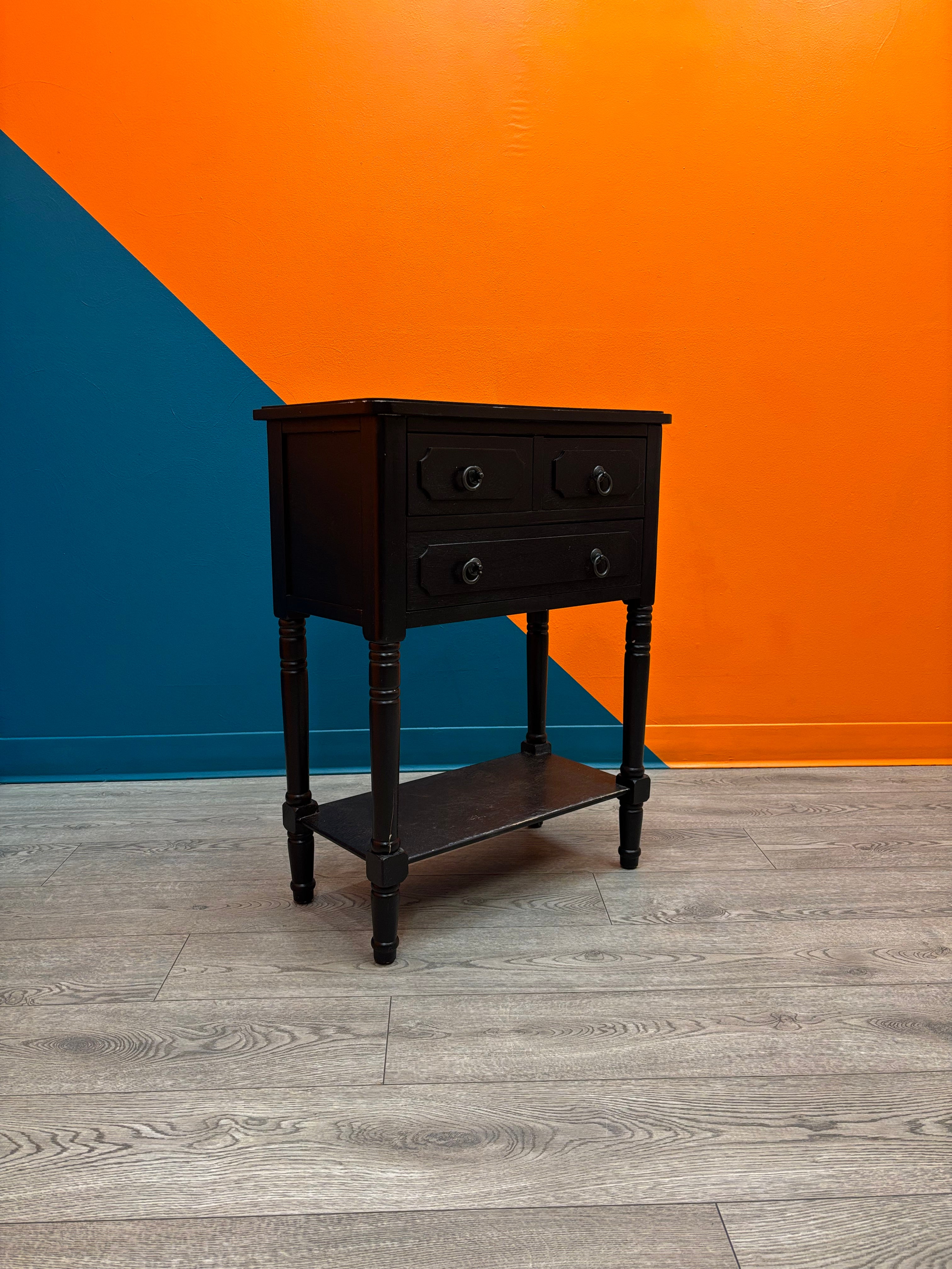 Black Three Drawer End Table