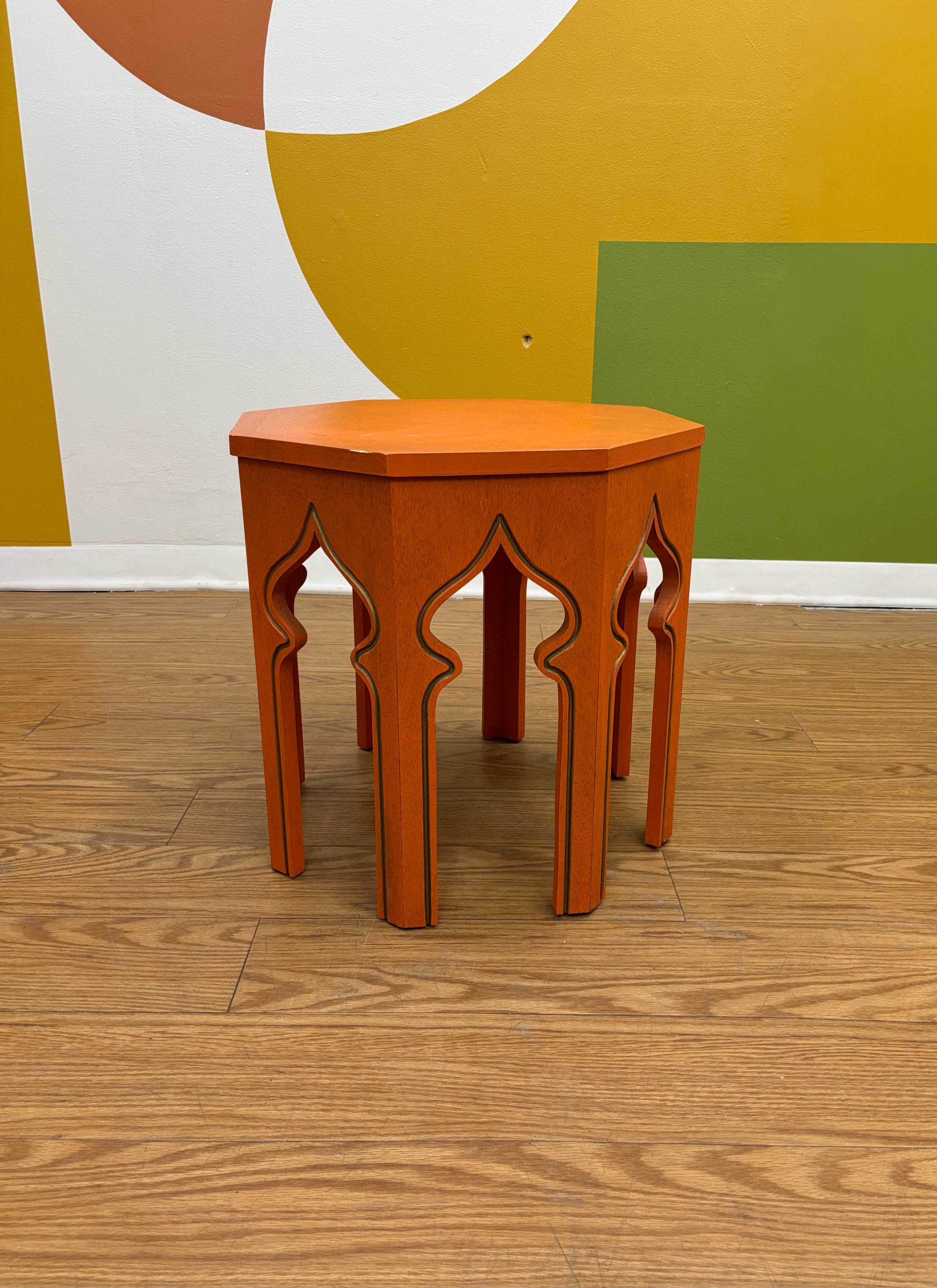 Orange Wood Side Table