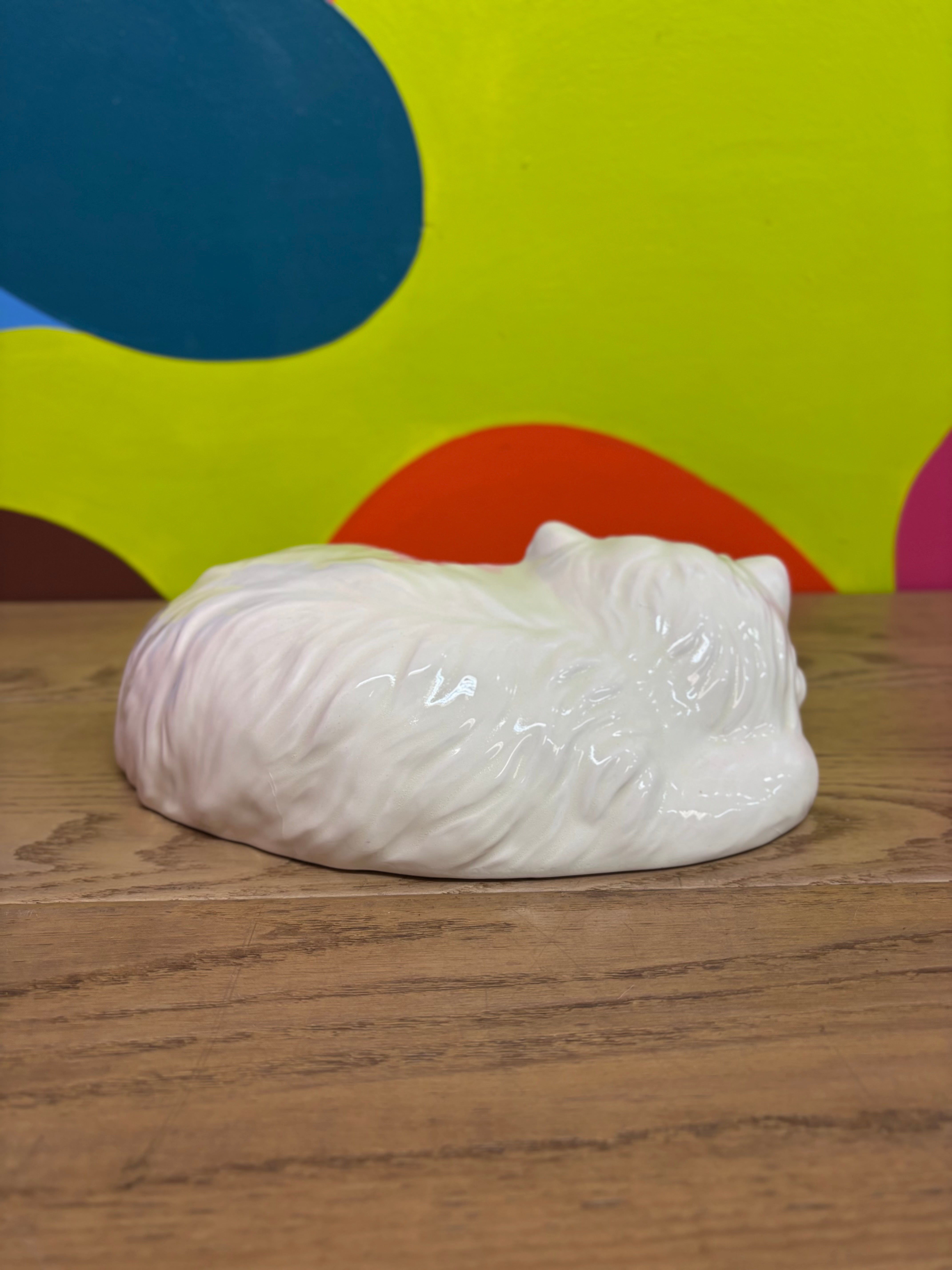 Ceramic Sleeping Cat Statue