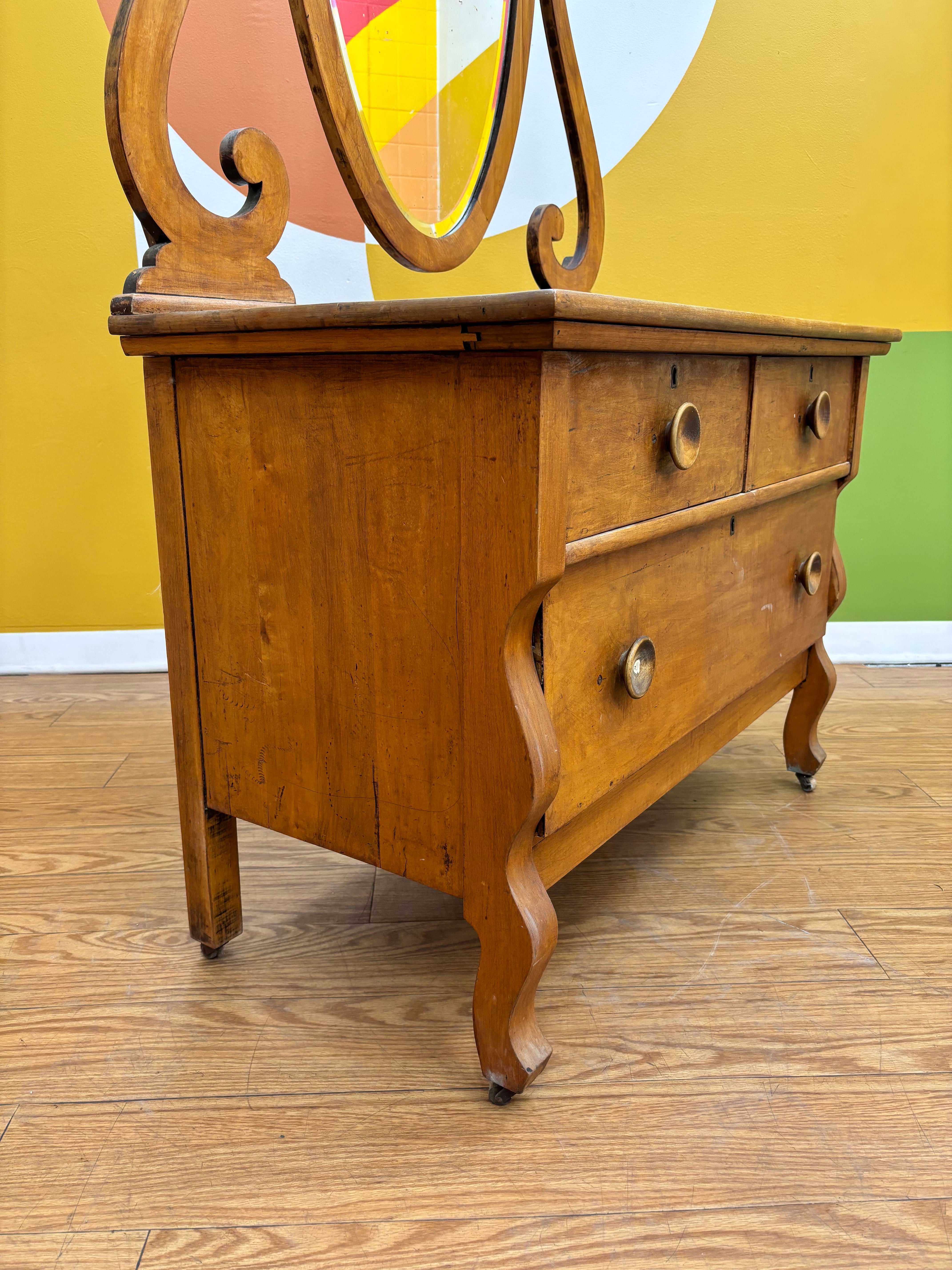 Wood Dresser with Mirror