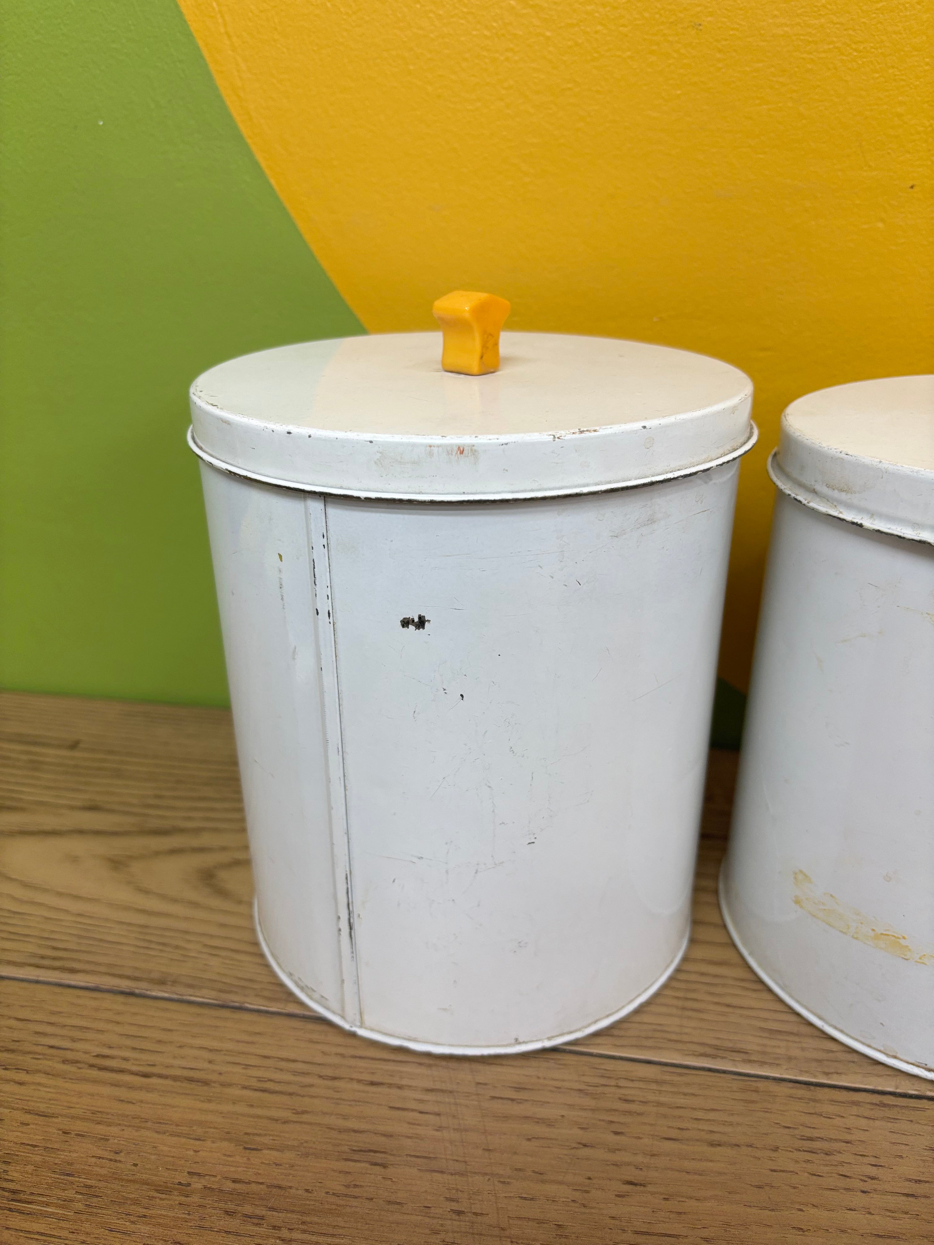 (2) Tin Floral Canisters