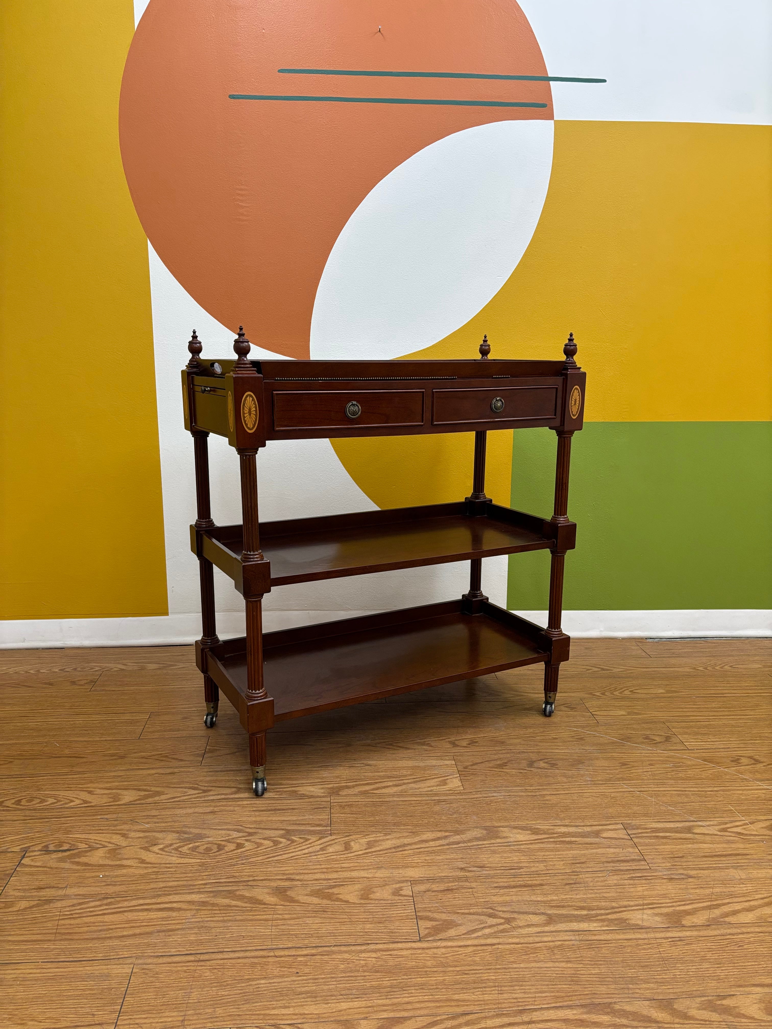 Mahogany Post Rolling Serving Cart