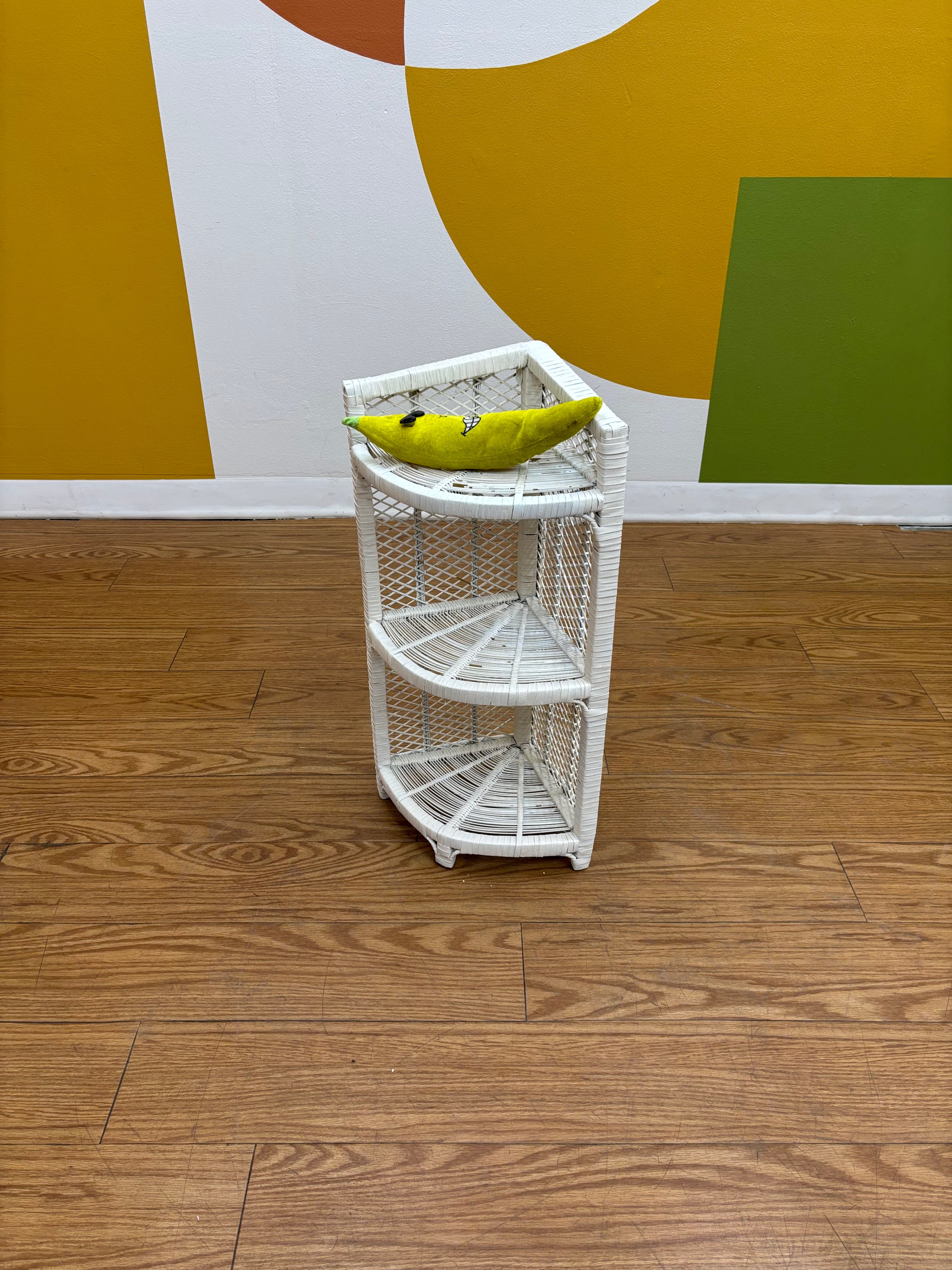 3 Tier Wicker Corner Shelf
