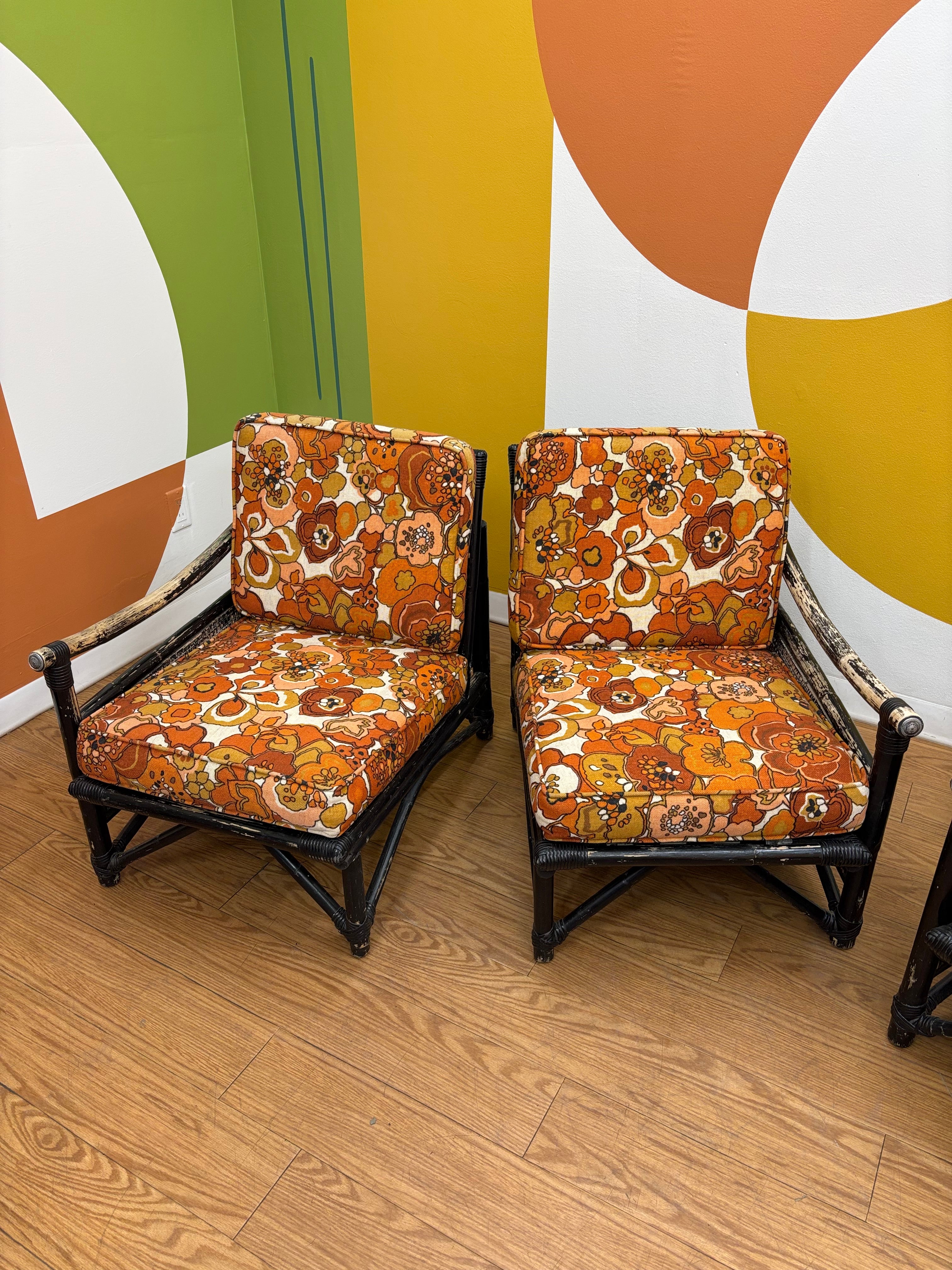 Rattan Loveseat & Matching Armchair