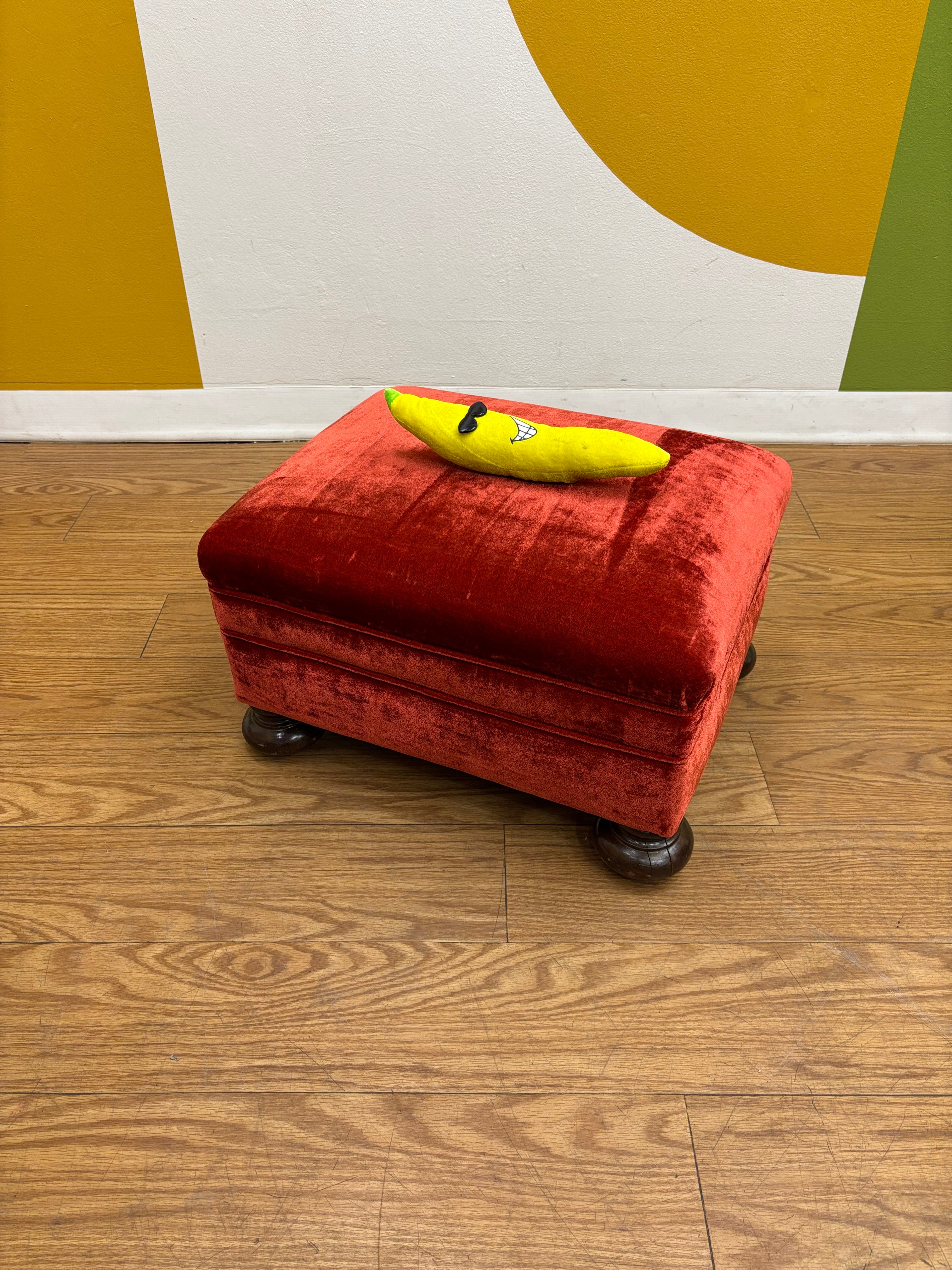 Red Velvet Ottoman