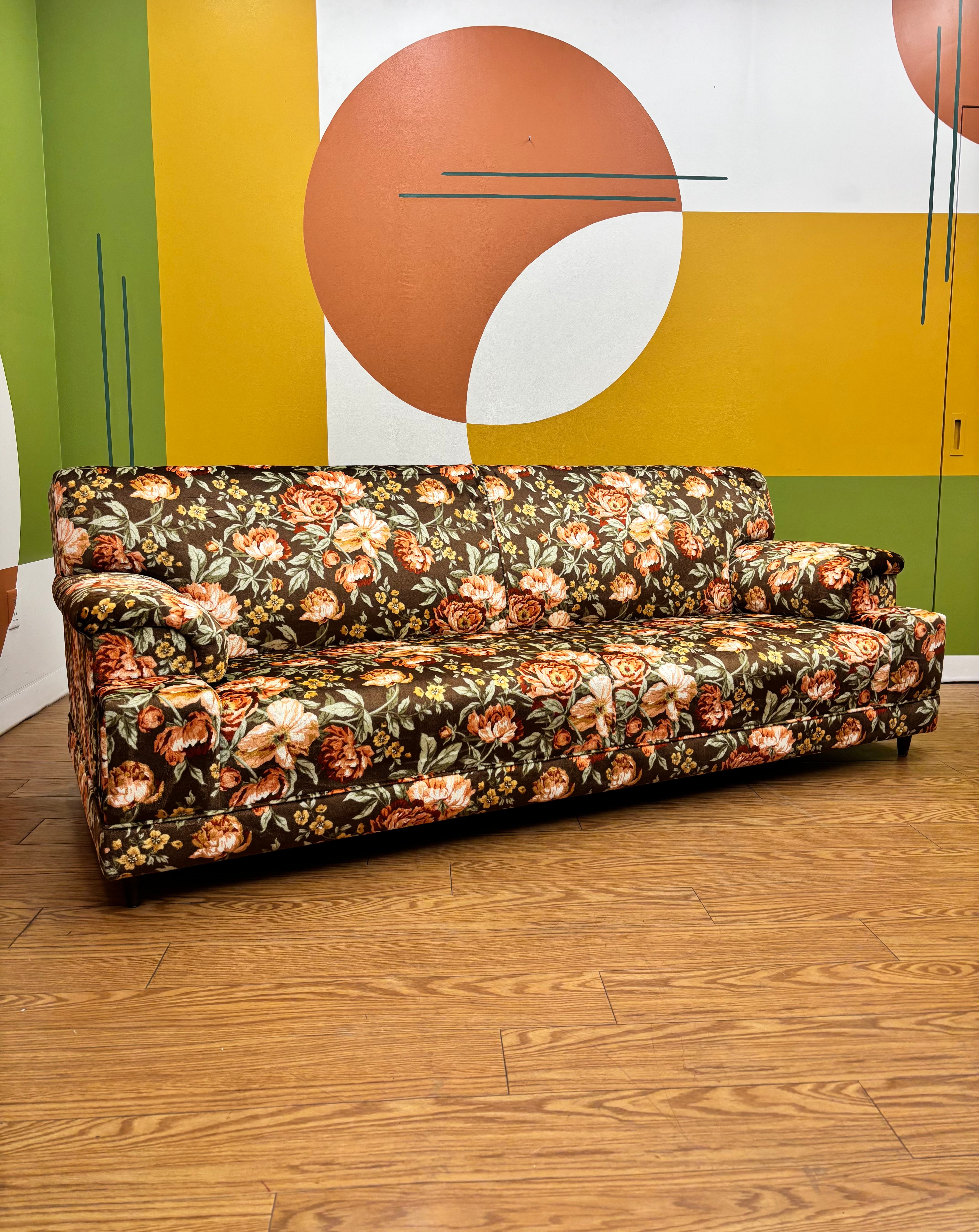 Brown Floral Sofa
