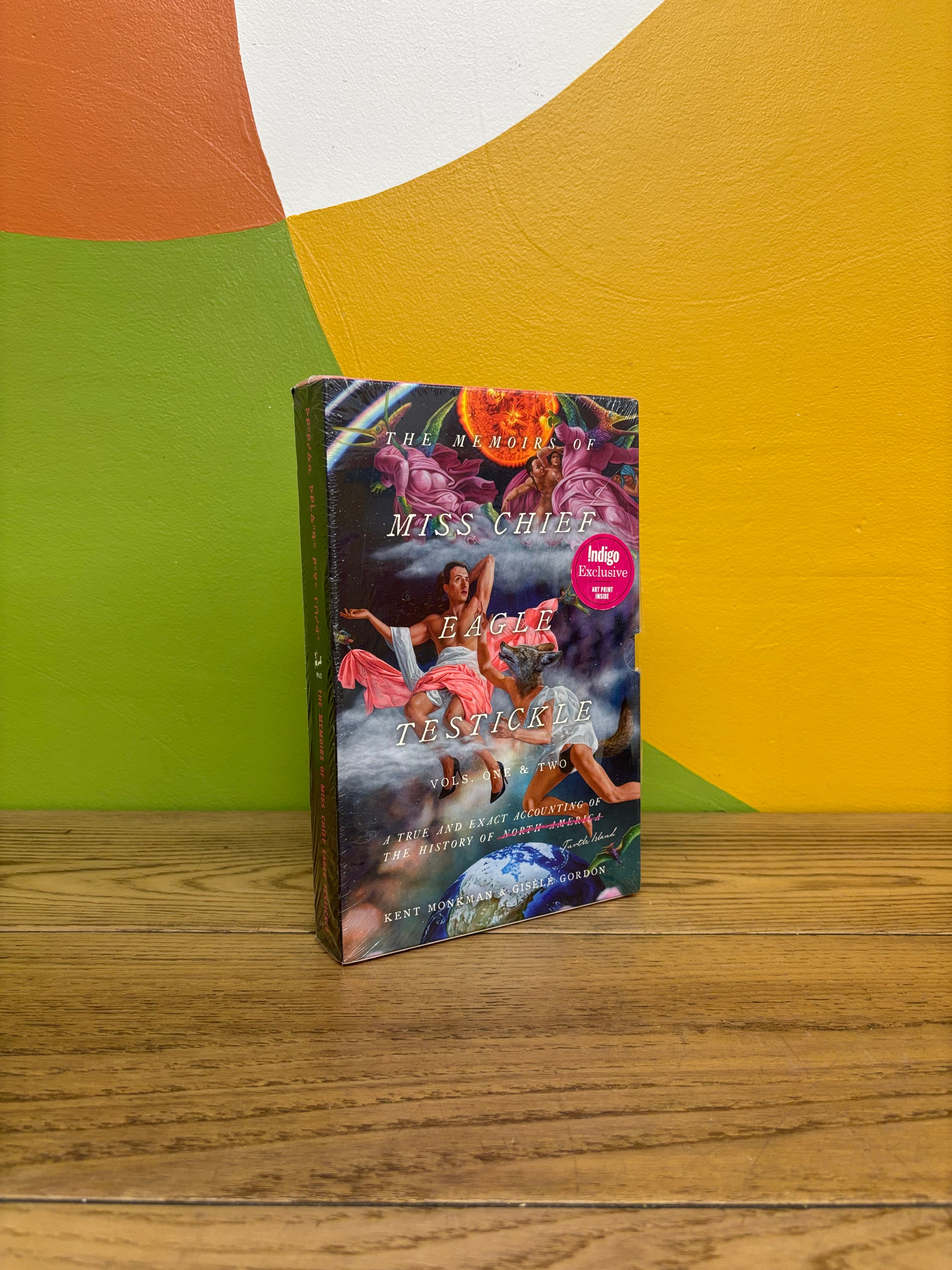 Two Volume Set of The Memoirs of Miss Chief Eagle Testickle:  A True and Exact Accounting of the History of the Turtle Island by Kent Monkman and Gisele Gordon