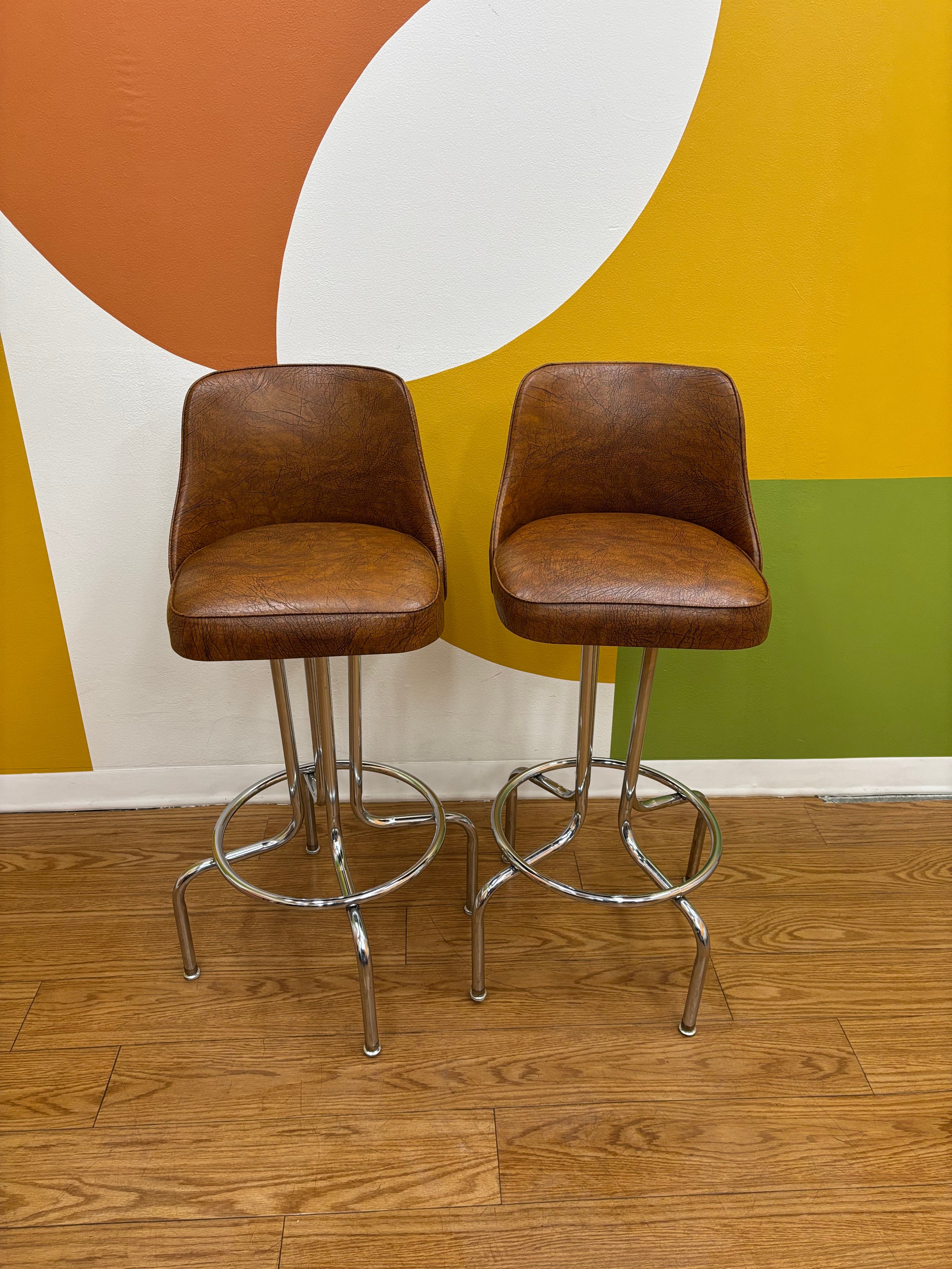 (2) Brown Barstools