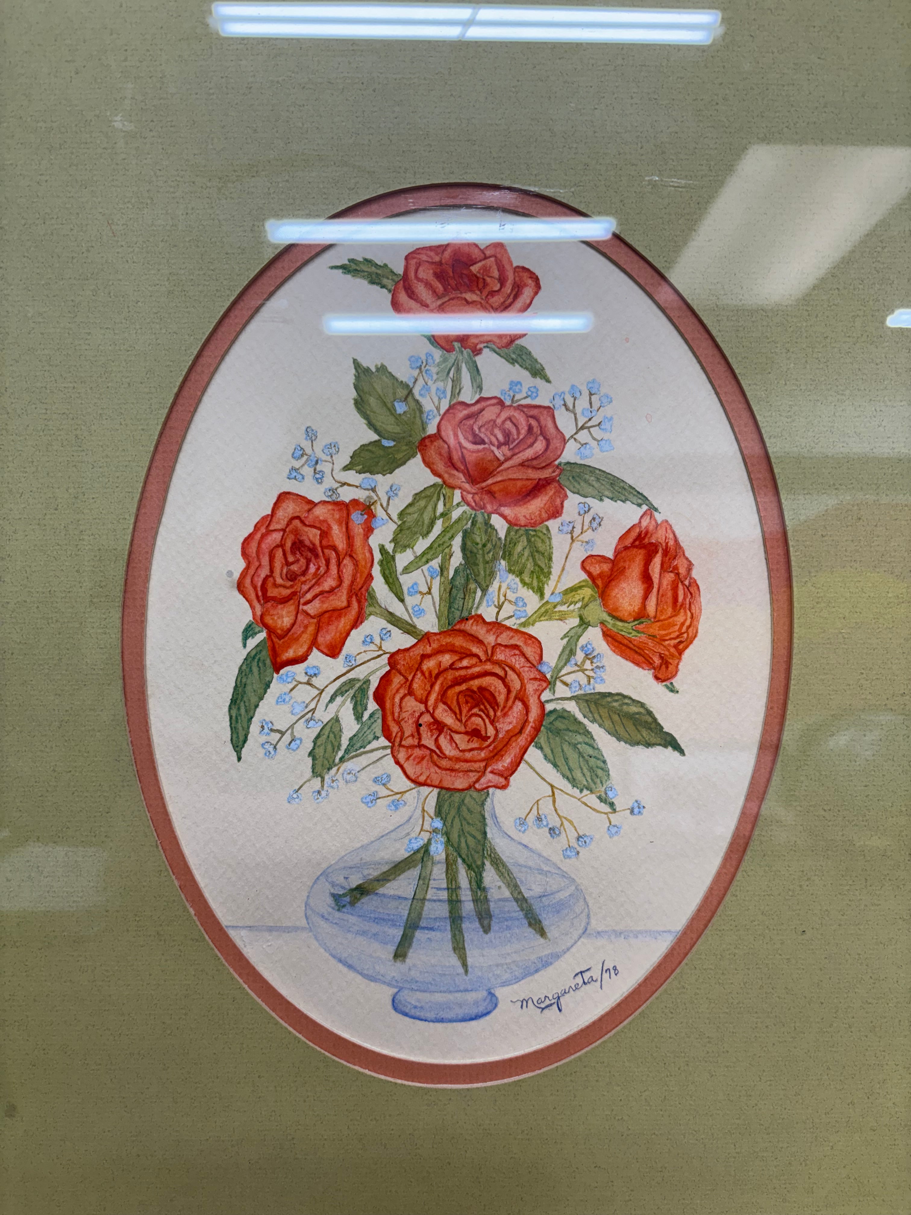 Framed Floral Drawing