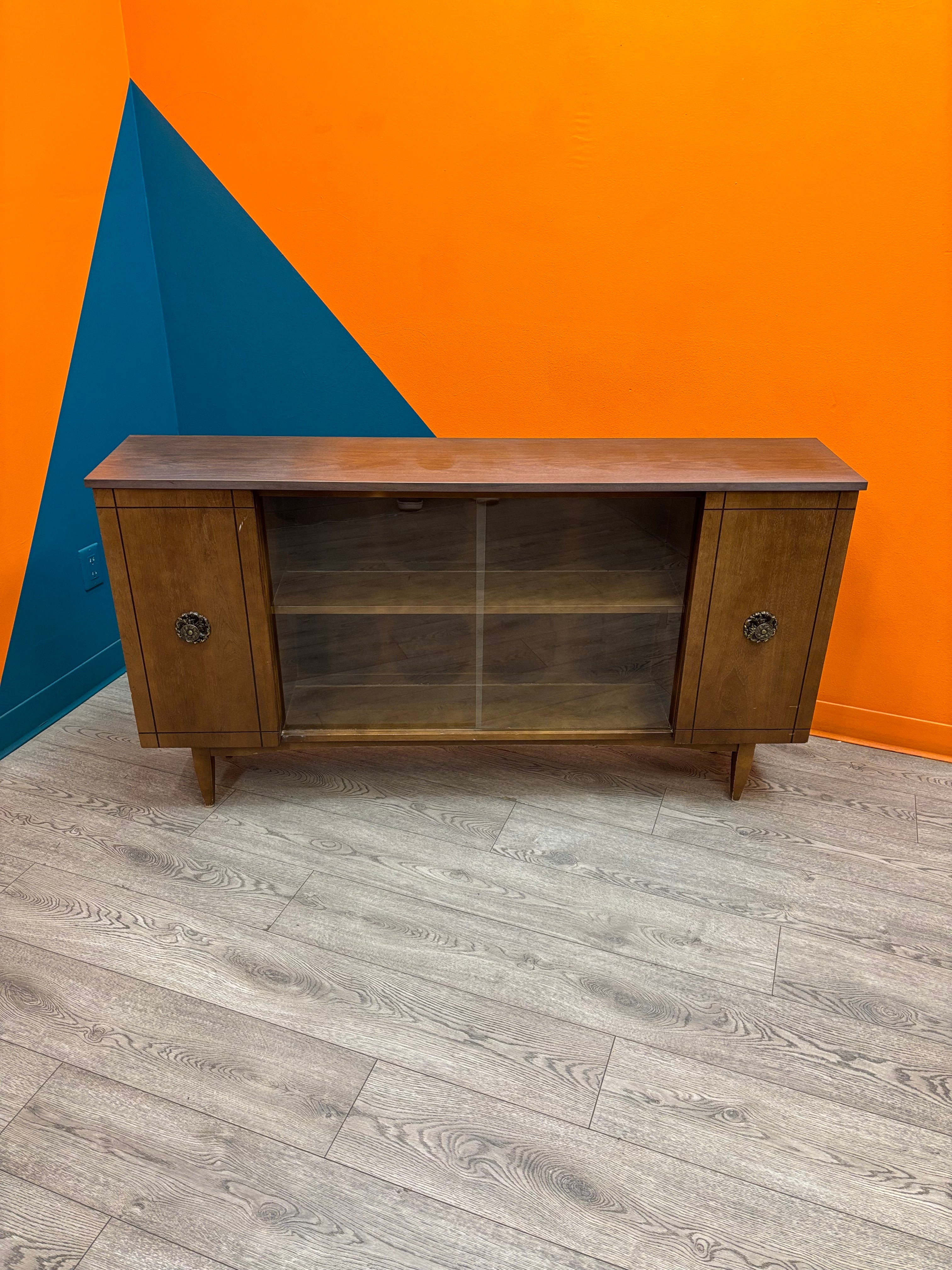 Wood Cabinet with Glass Doors