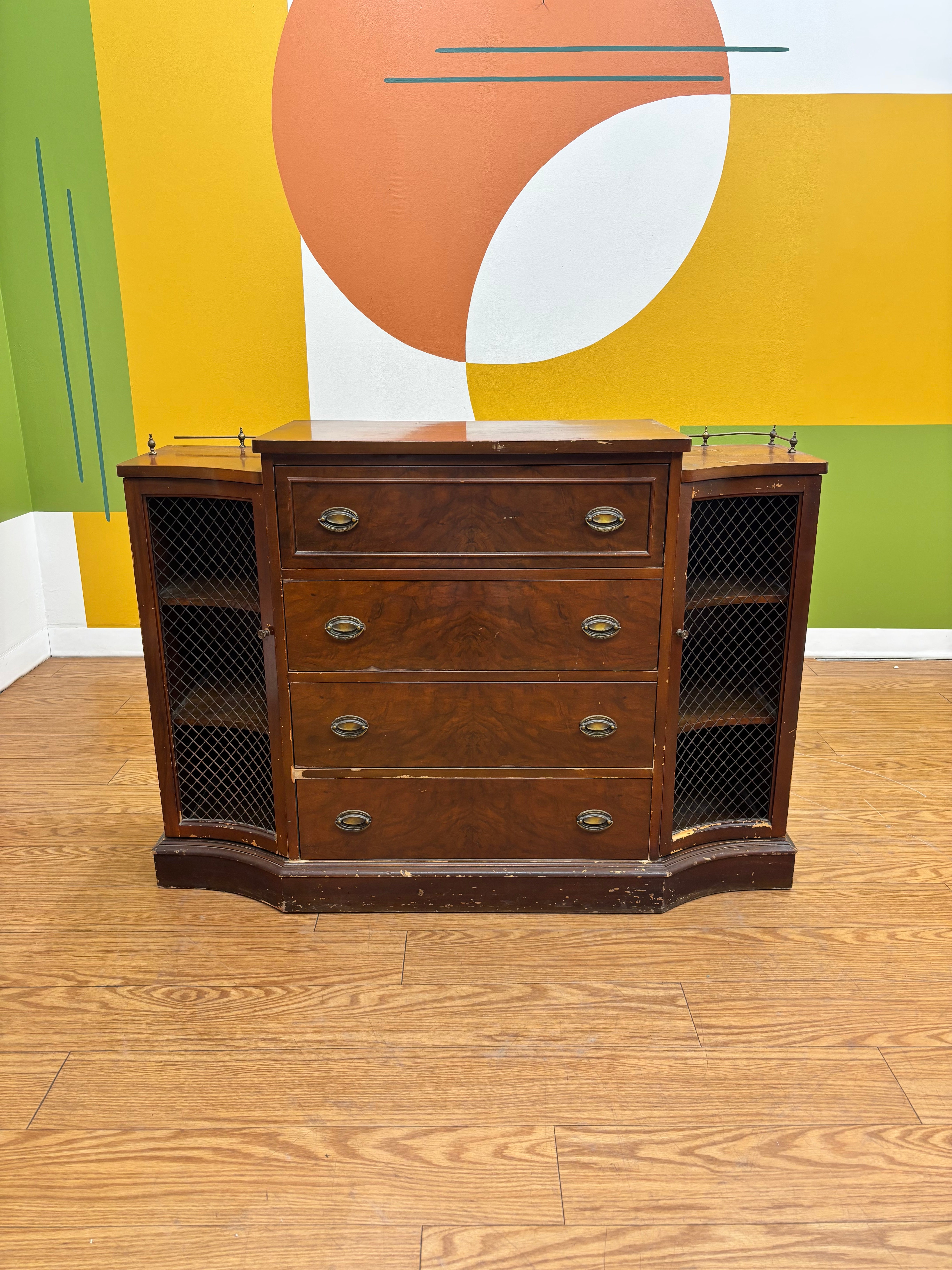 Wood Cabinet with Drop Down Drawer