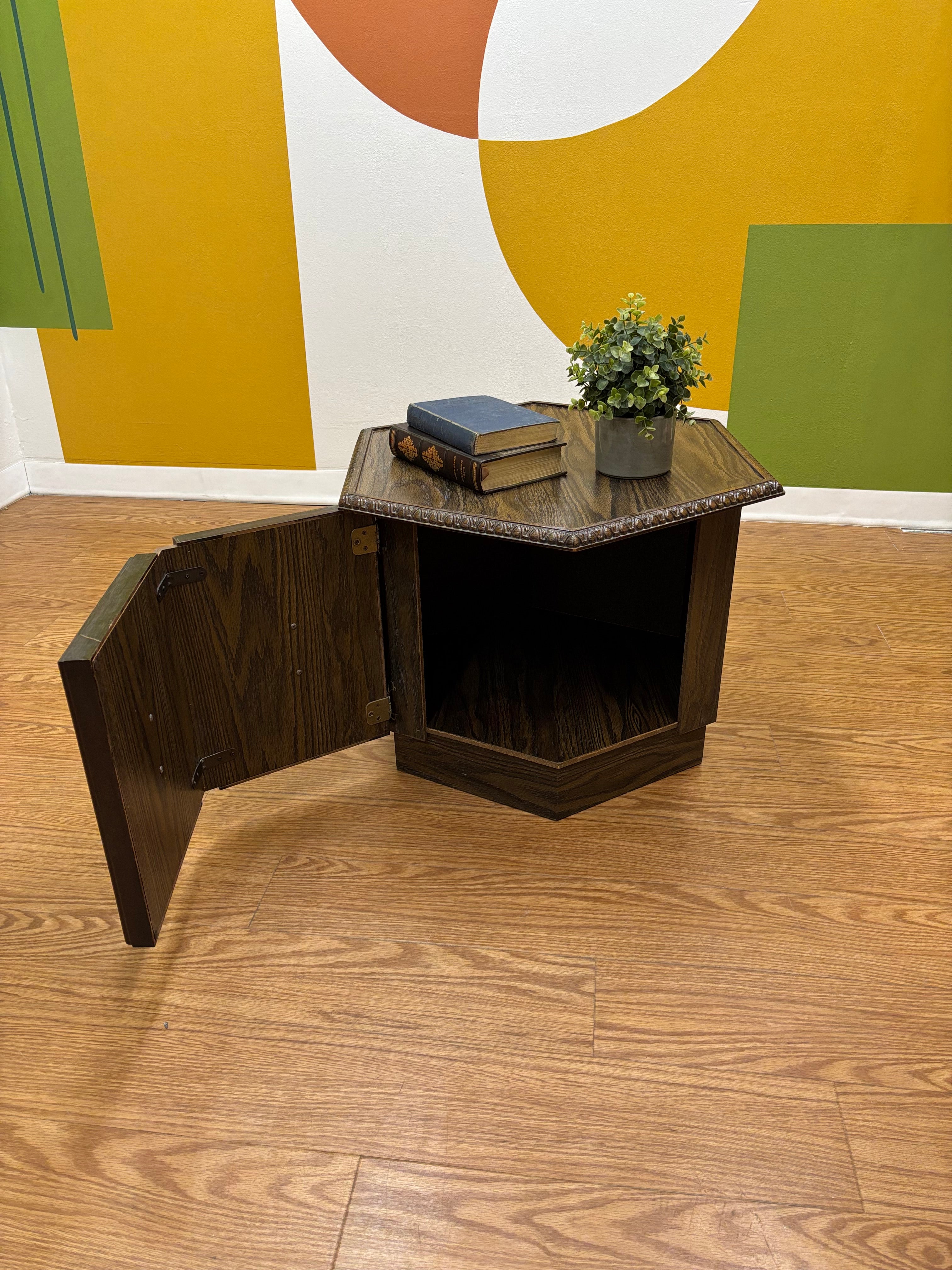 Wood Side Table with Bottom Storage