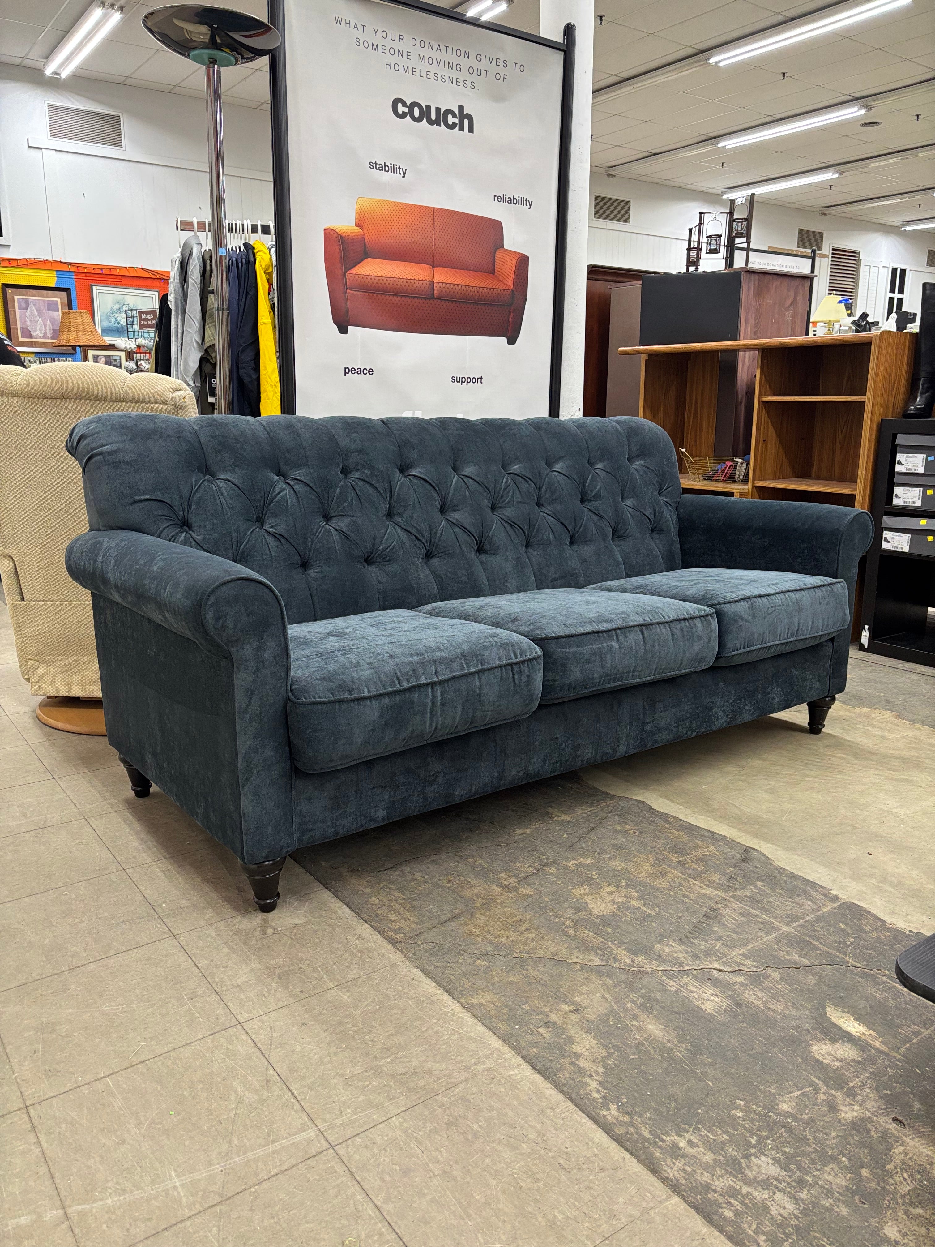 Blue Tufted Sofa (2 available)