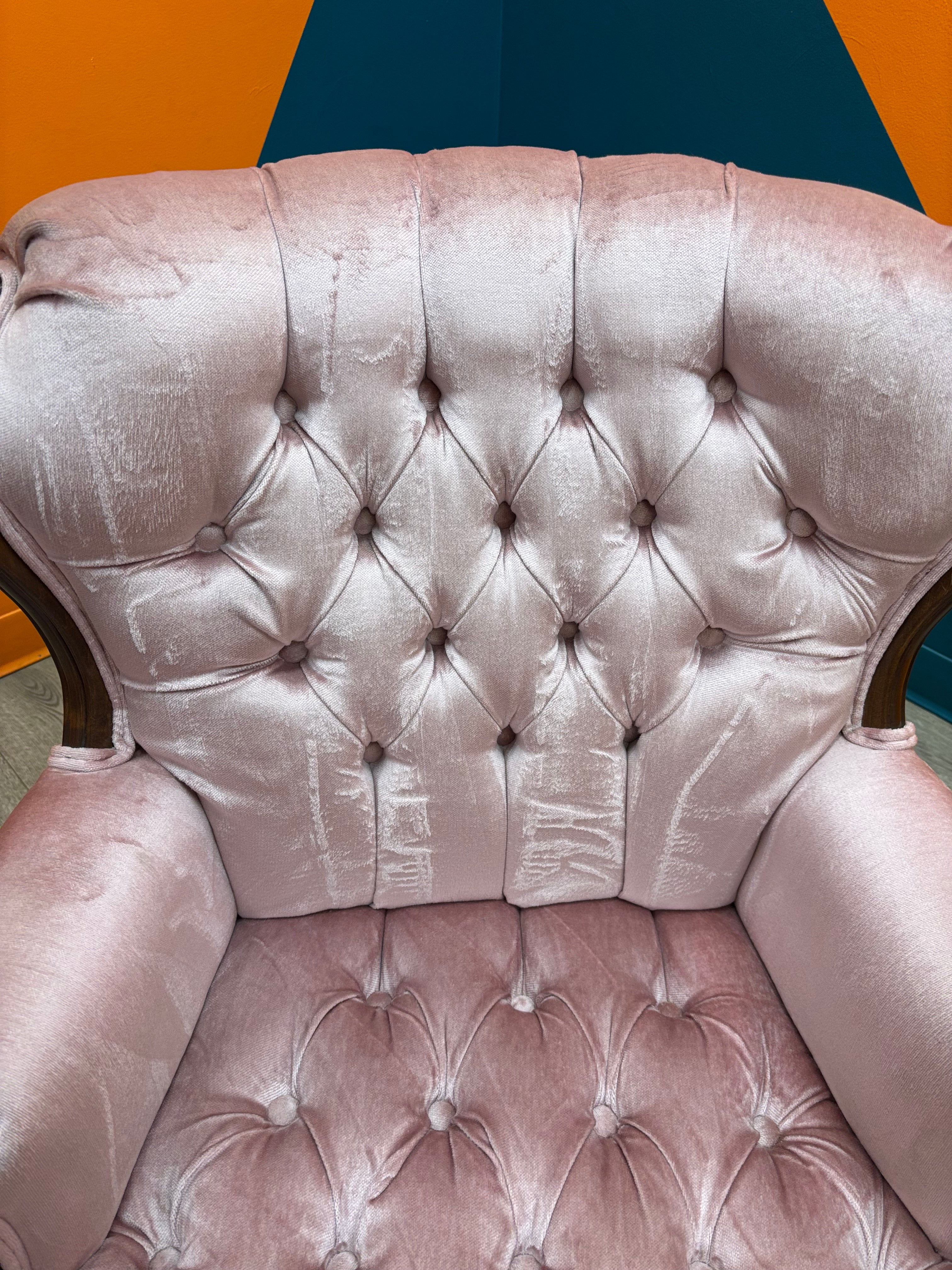 Light Pink Velvet Armchair (2 available)