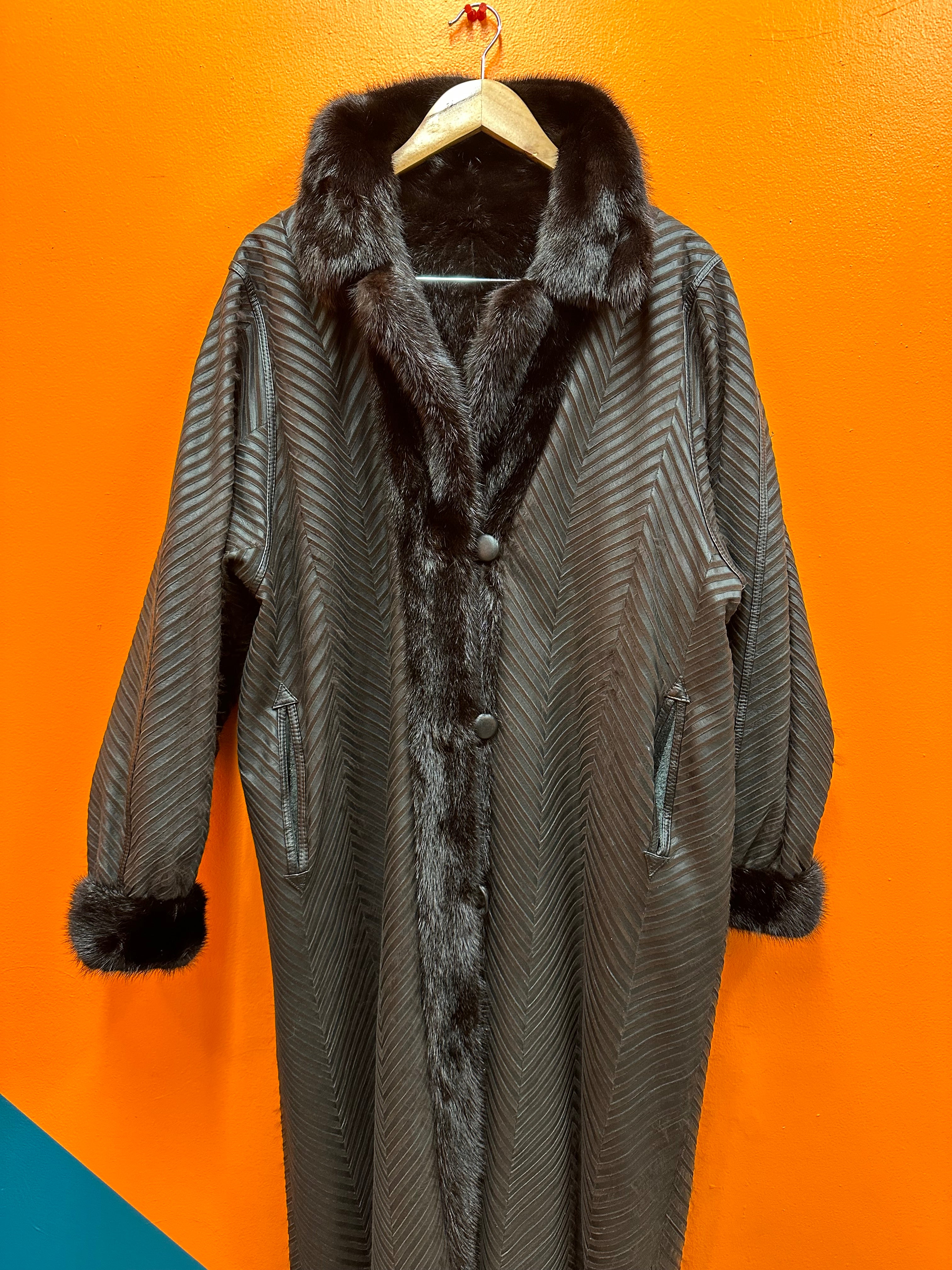 Black Reversible Custom Real Mink Fur Coat