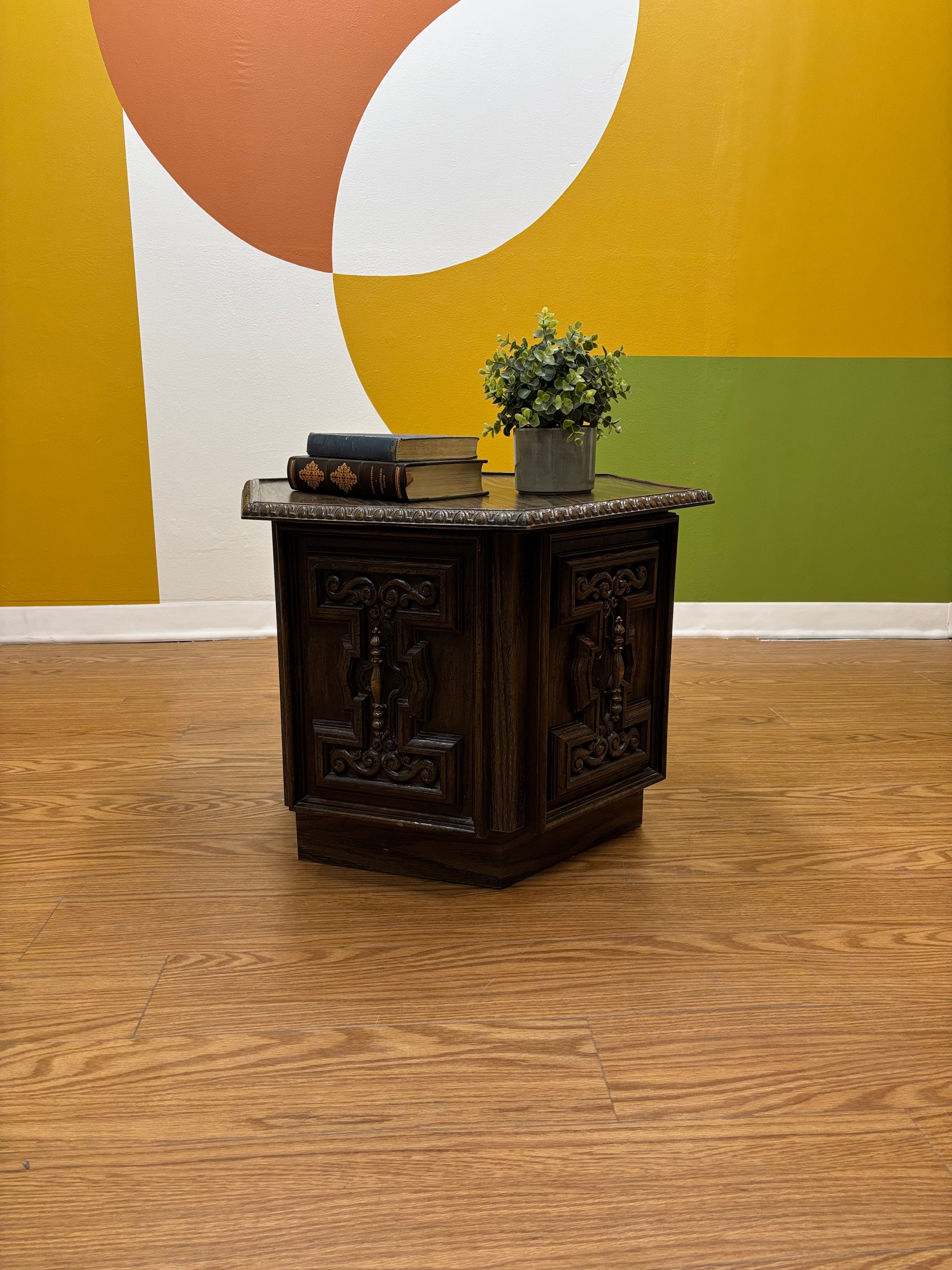 Wood Side Table with Bottom Storage