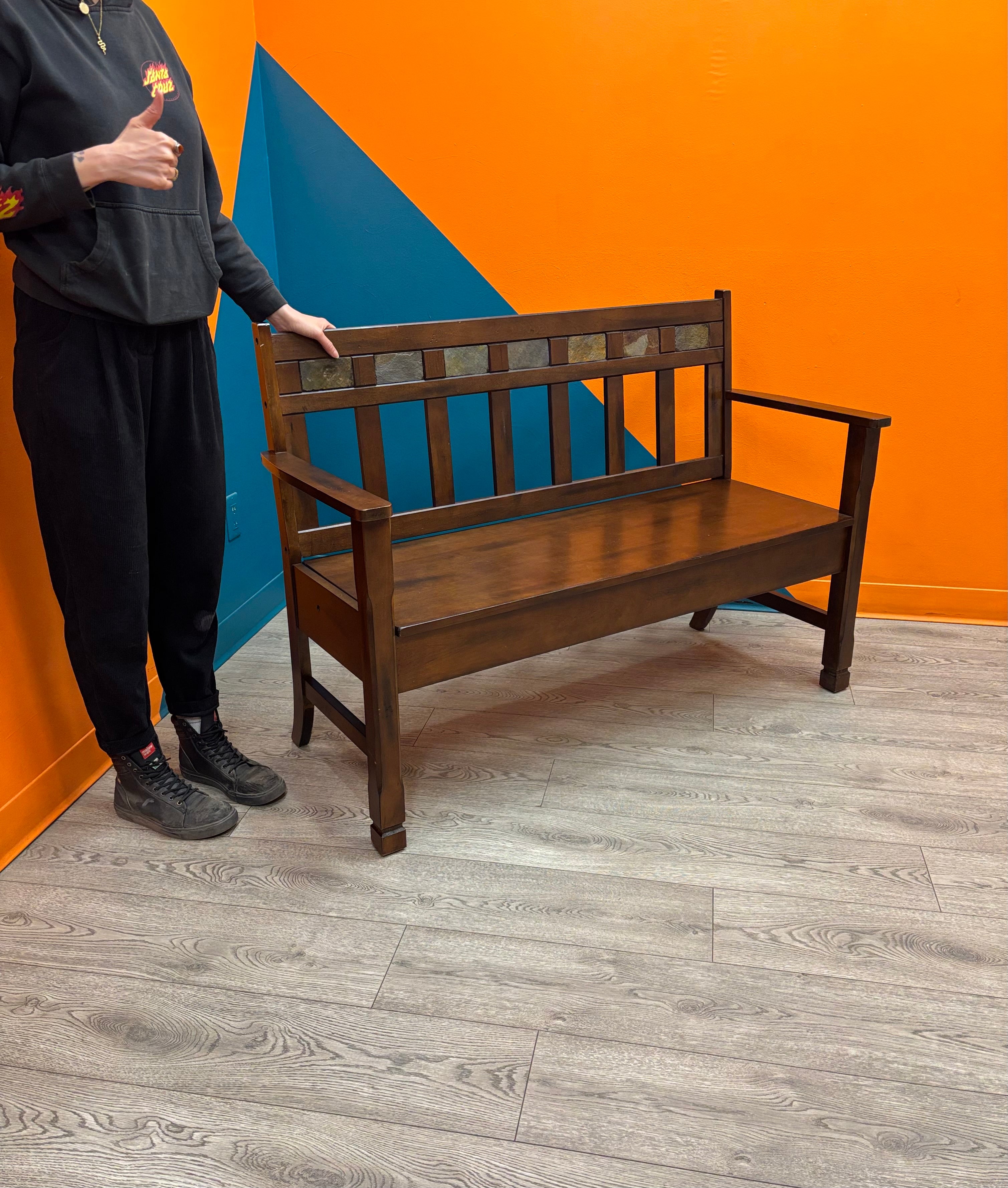 Wood Bench with Storage