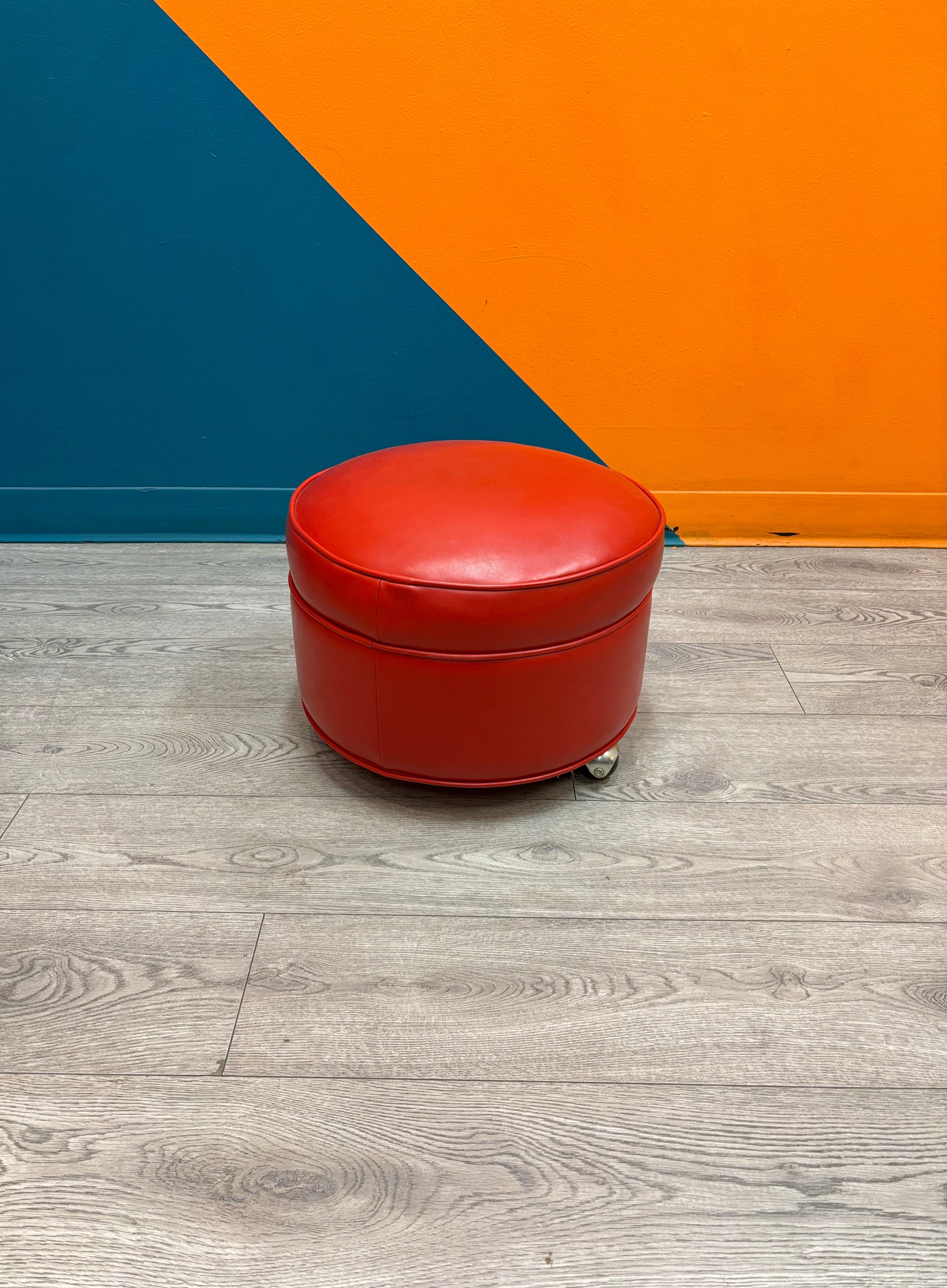 Small Red Rolling Ottoman