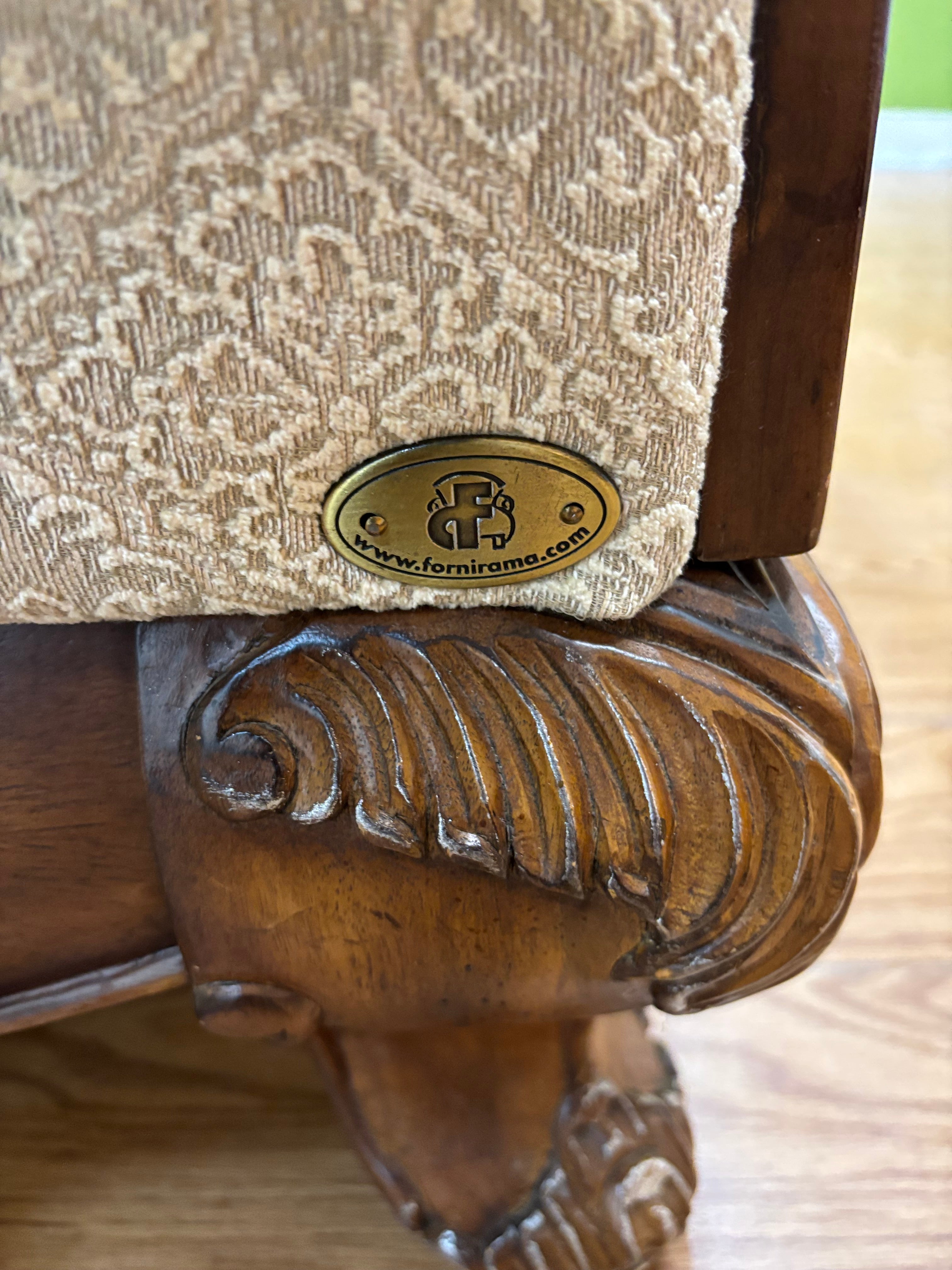 Fabric & Wood Carved Sofa