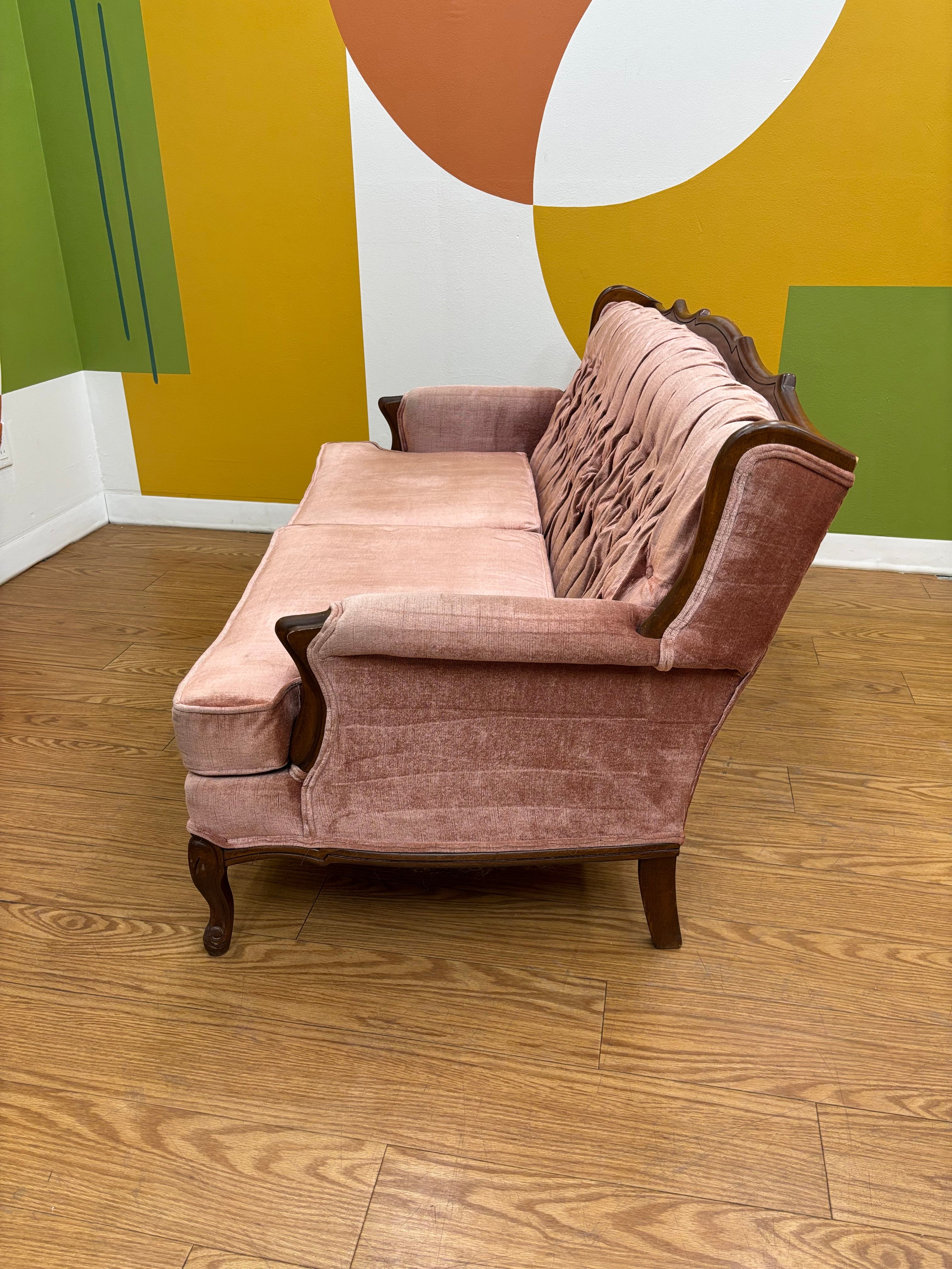 Tufted Pink Loveseat